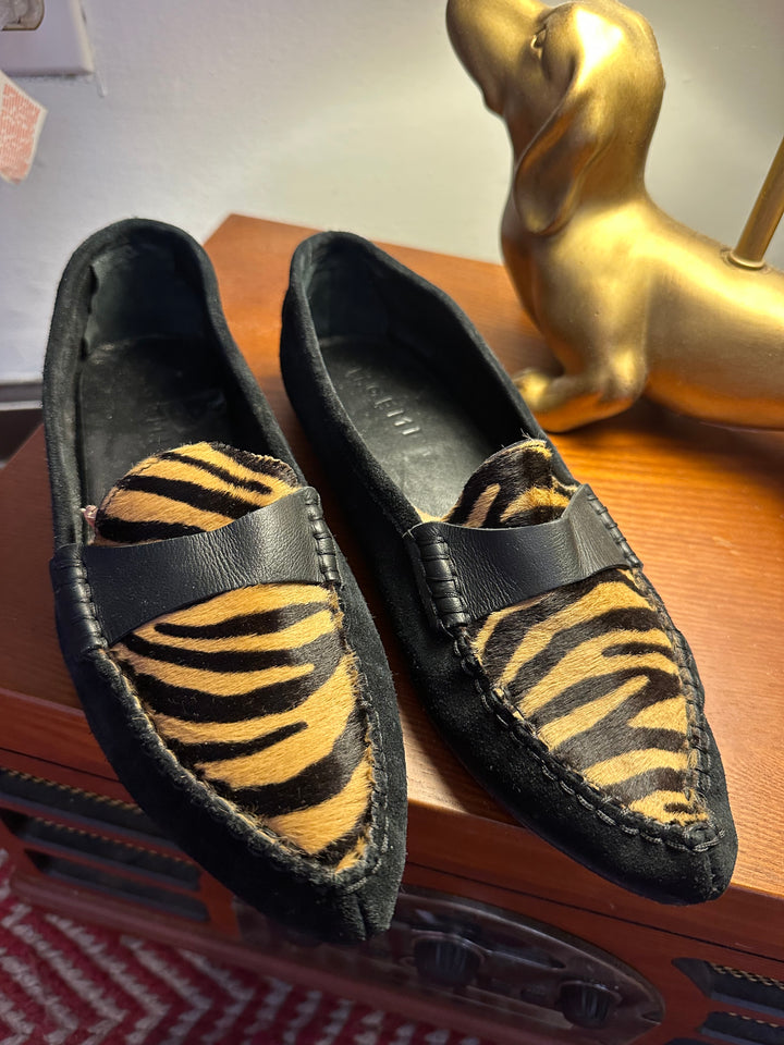 M. Gemi | Tiger Print Pony Hair Flat Loafers, 8.5/9