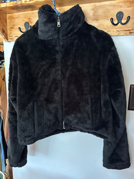 FCT With Love | Black Fuzzy Zip Up Jacket