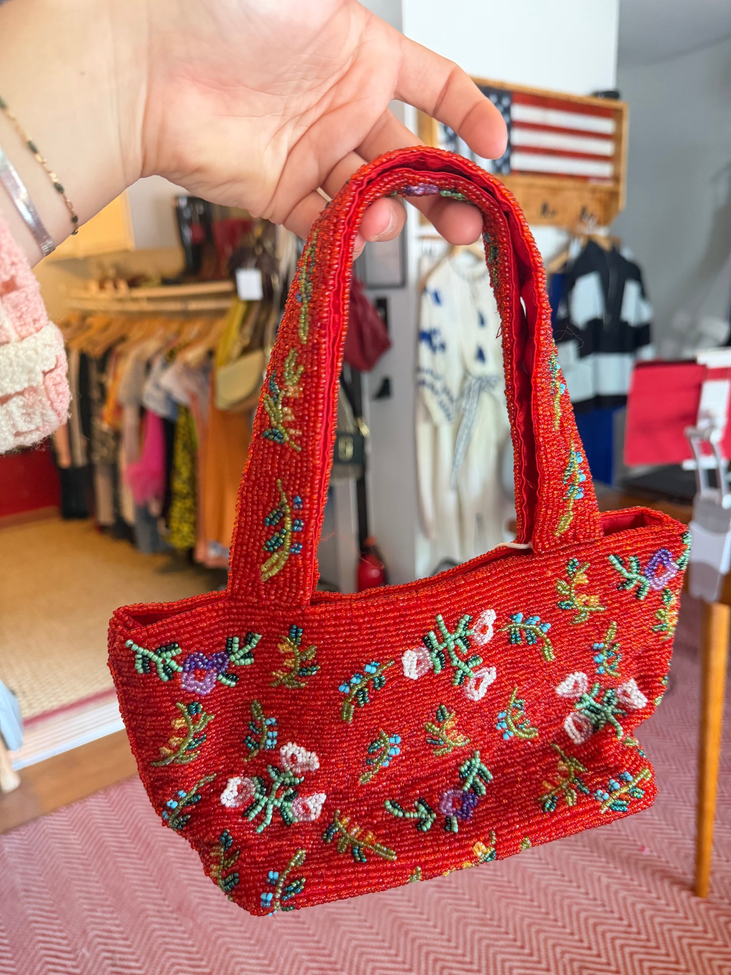 Christiana | Vintage Floral Beaded Mini Purse
