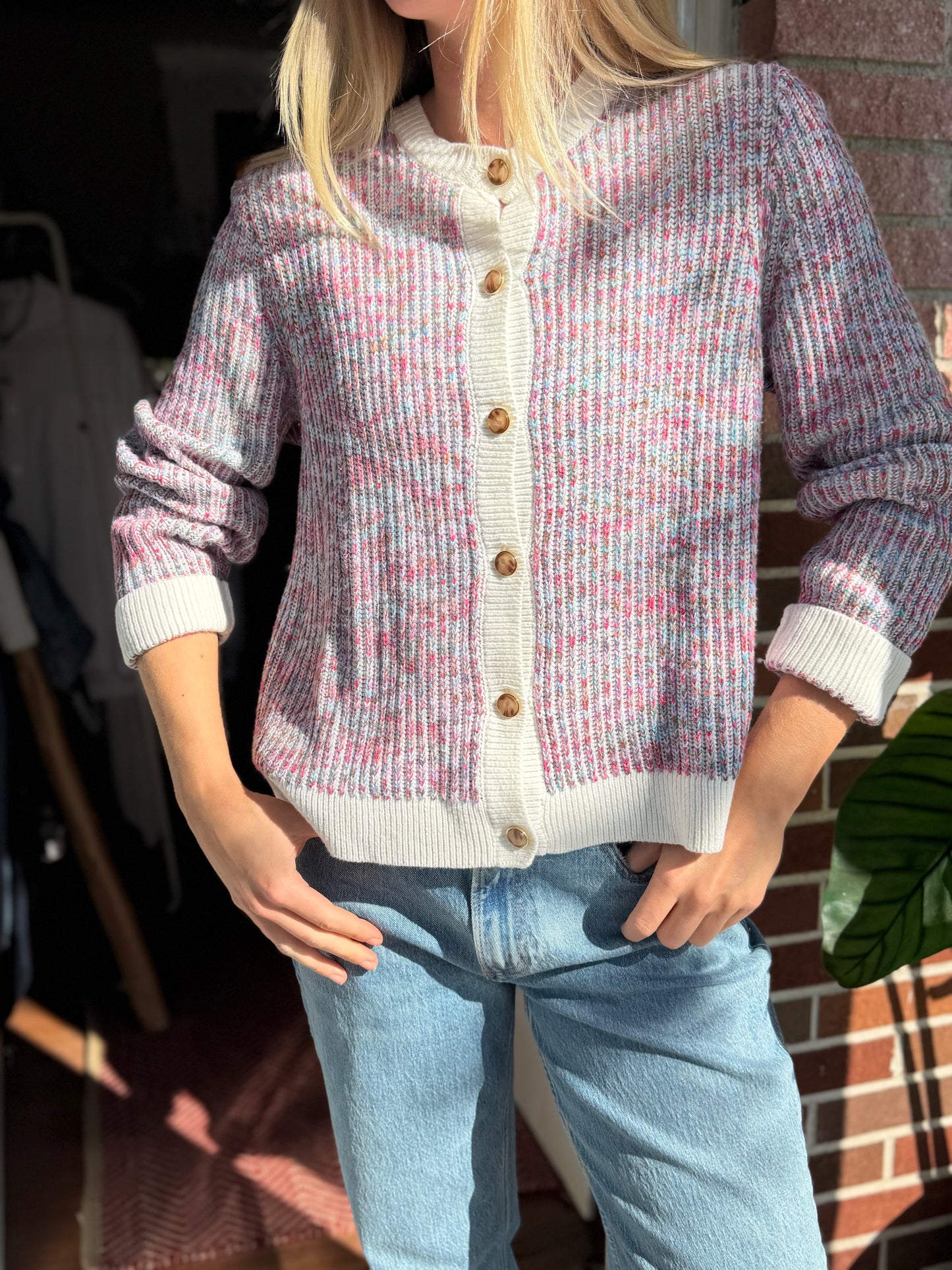 J Crew  | Button Down Cotton Blend Sweater, L