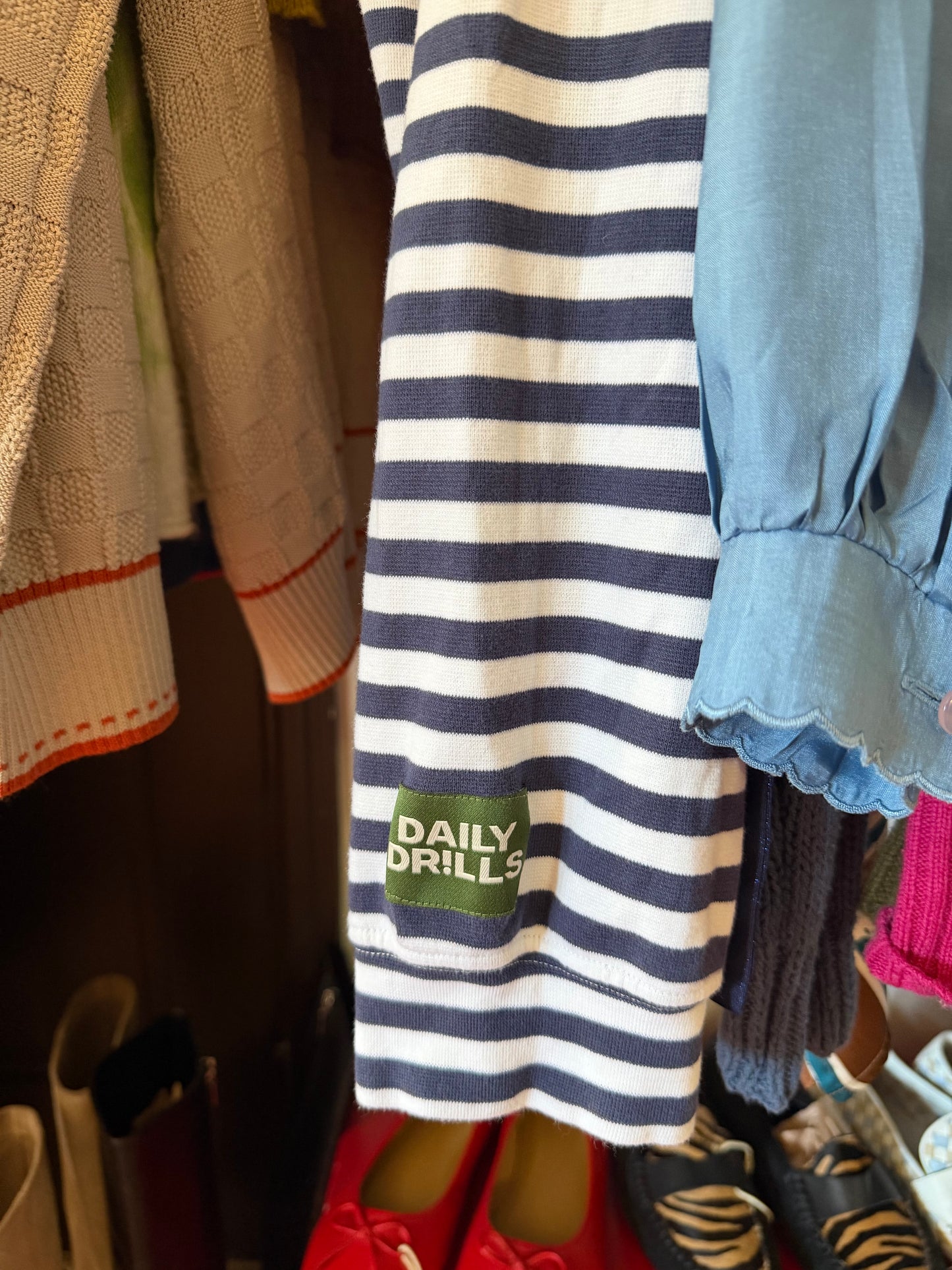 Daily Drills | Navy Bodega Striped Crew Neck, XS/S