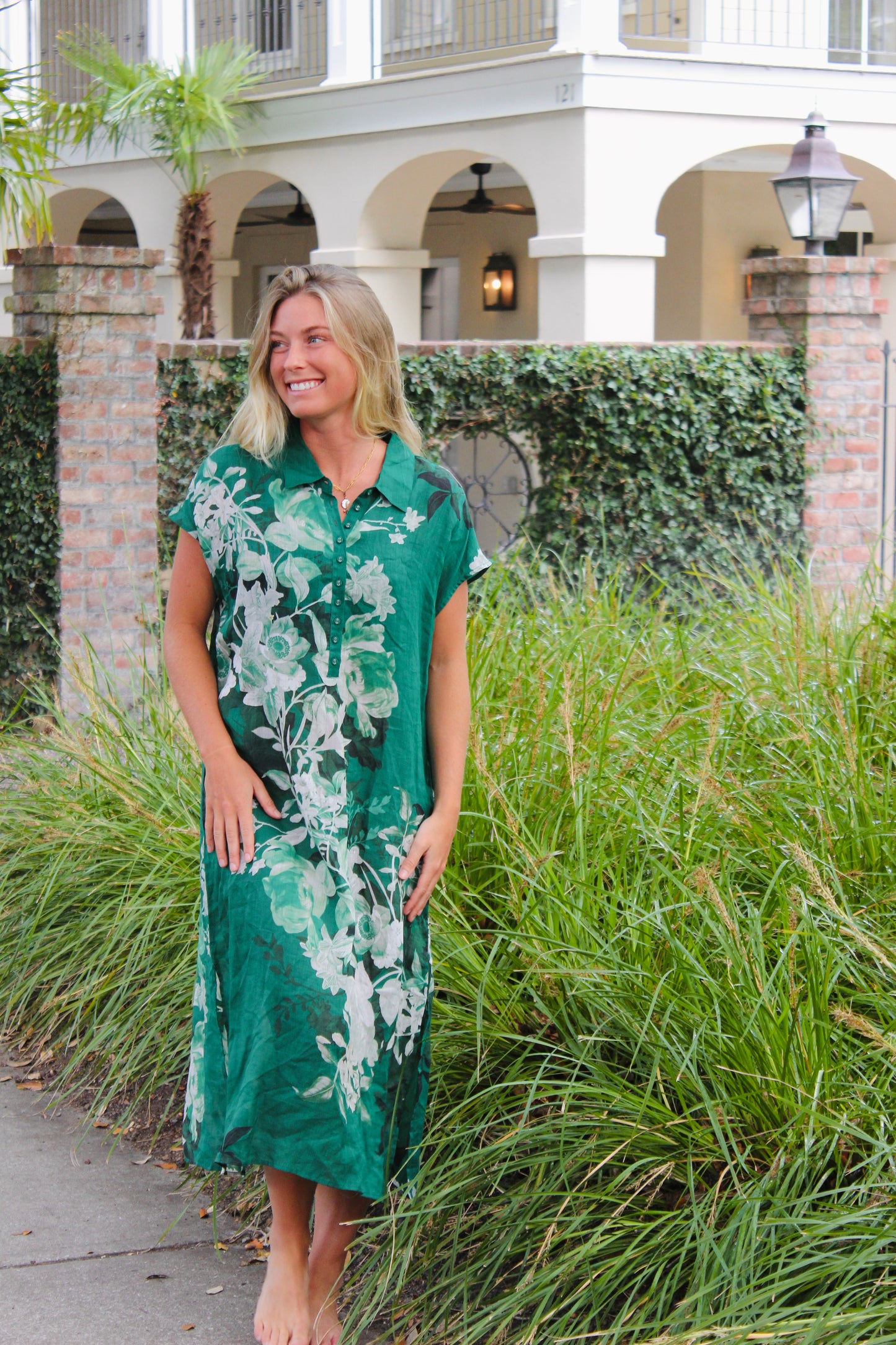 Johnny Was | Floral Linen Midi Dress, M