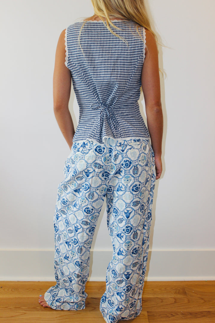 Isaac Mizrahi |  Fish Print Linen Pants, M