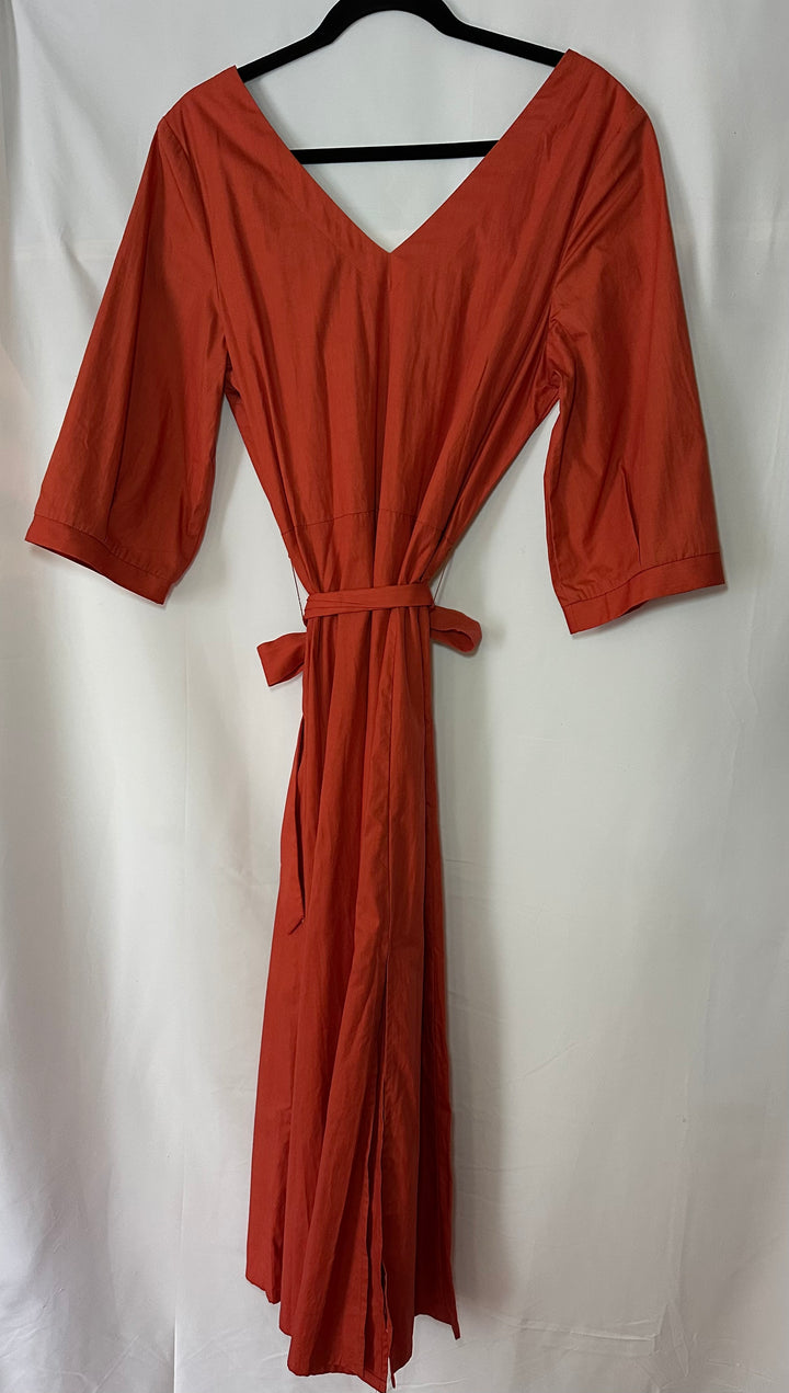 Parterre | Dark Orange Long Sleeve Maxi with Belt Tie