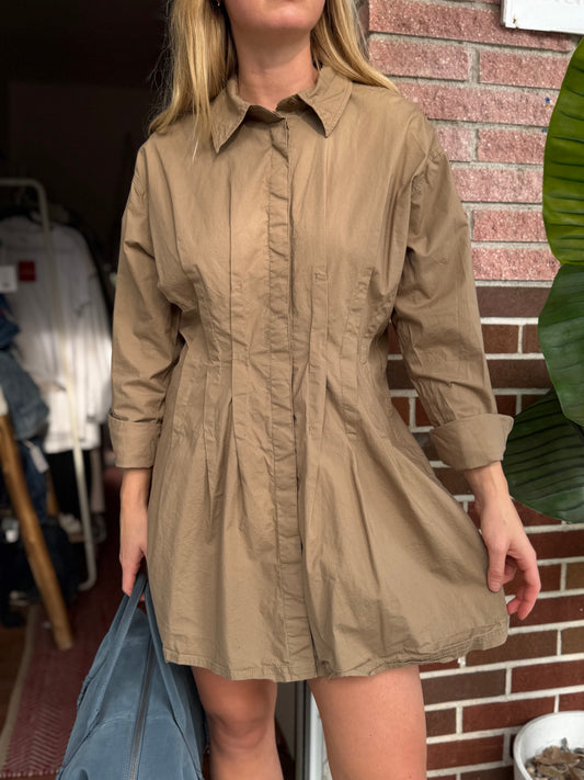 Pilcro | Pleated Long Sleeve Dress, M