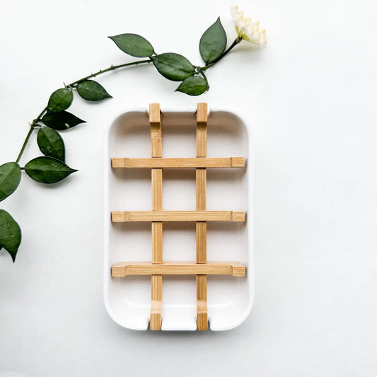 Bamboo Corn Starch Soap Dish - Biodegradable | White