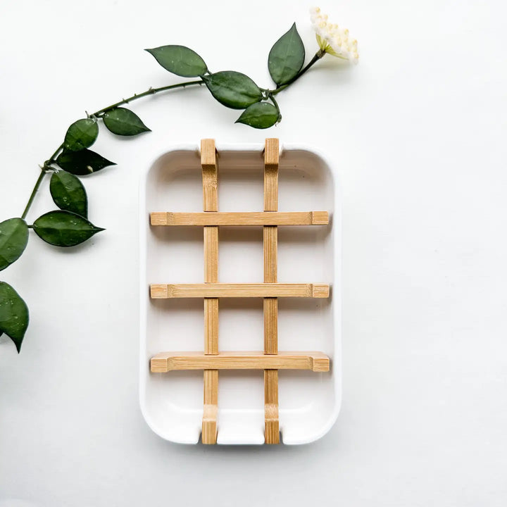 Bamboo Corn Starch Soap Dish - Biodegradable | White
