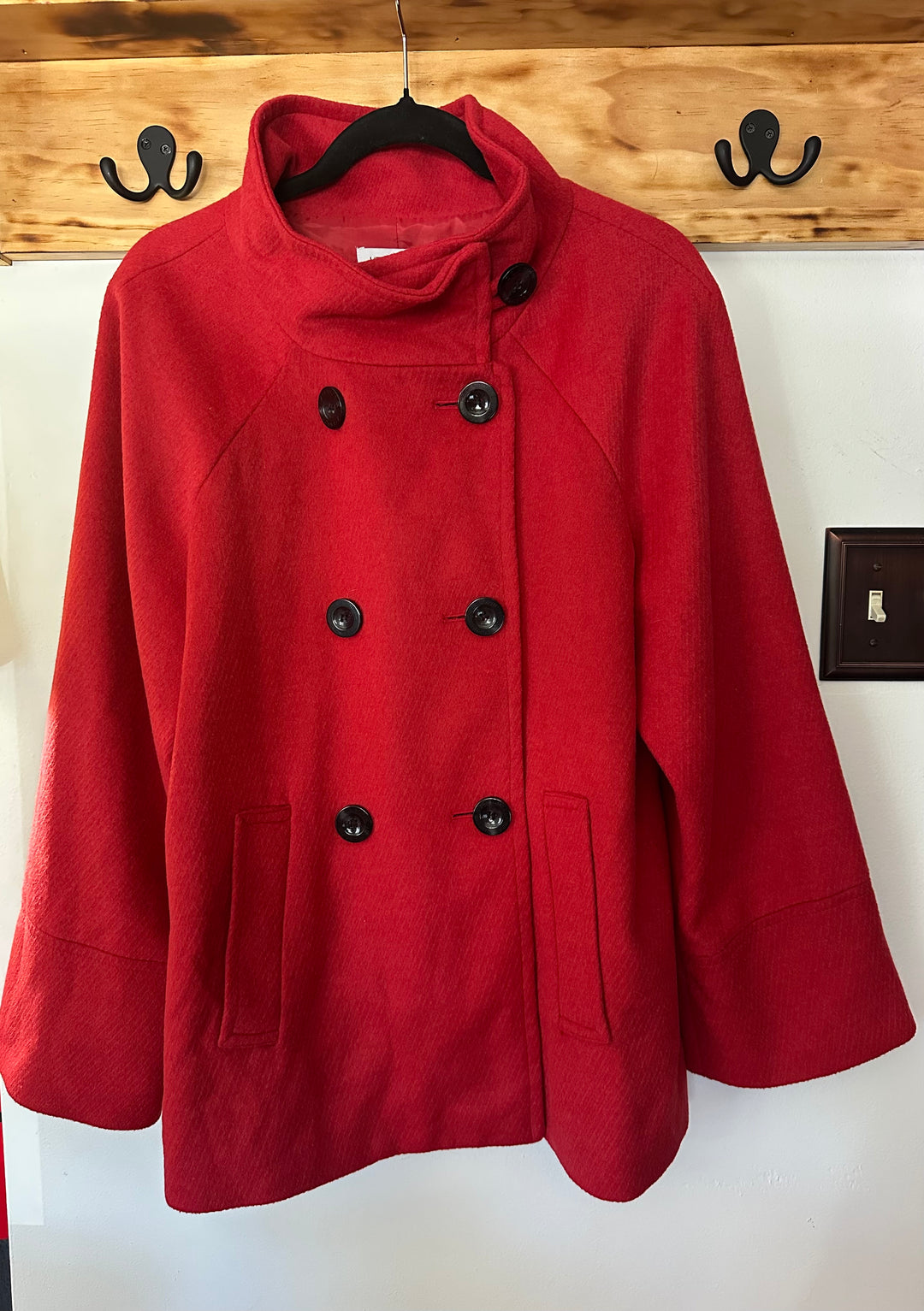 Liz Claiborne | Red Wool Blend Peacoat, L