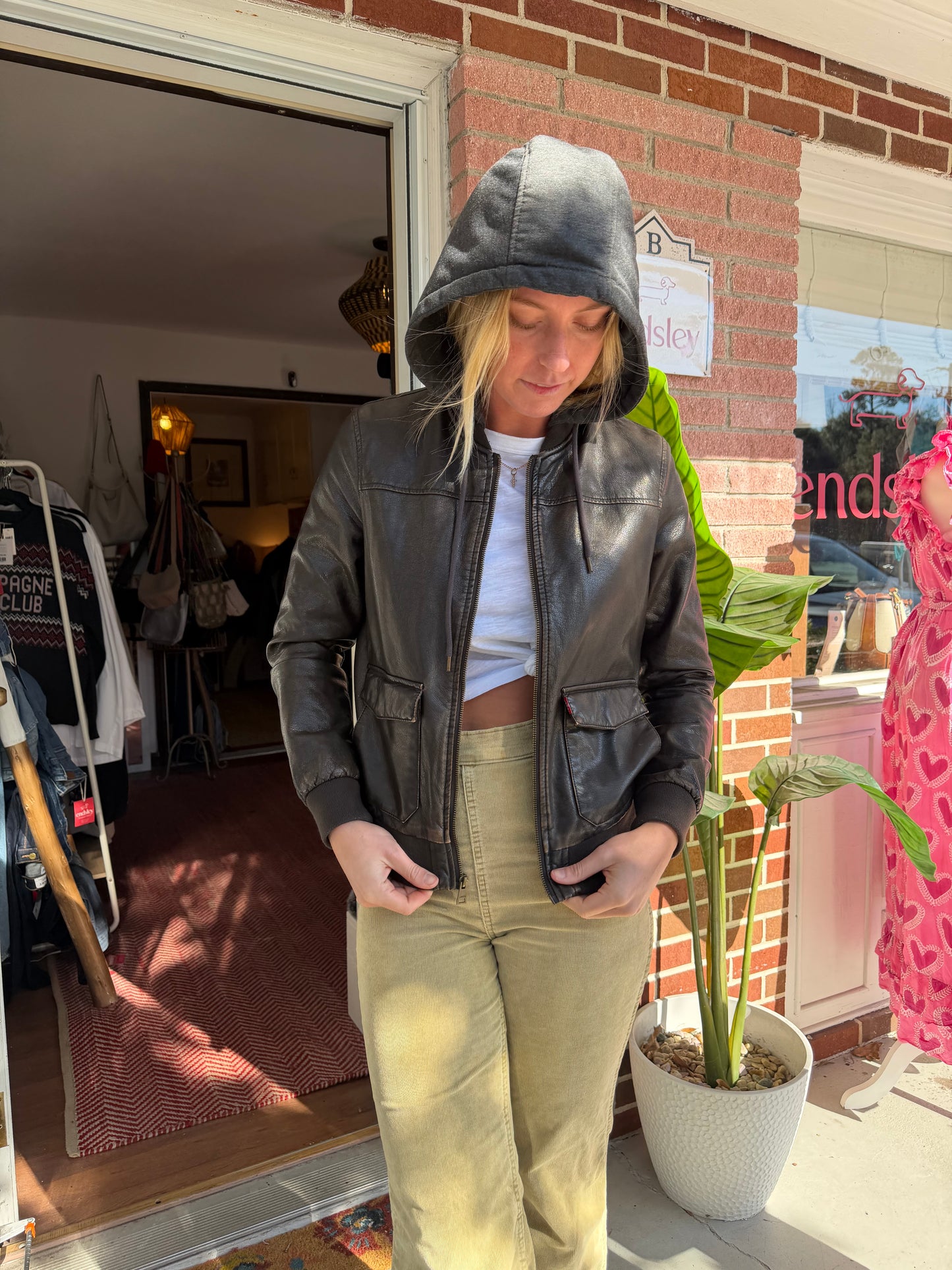 Levi Strauss | Leather / Sherpa Hoodie, S/M