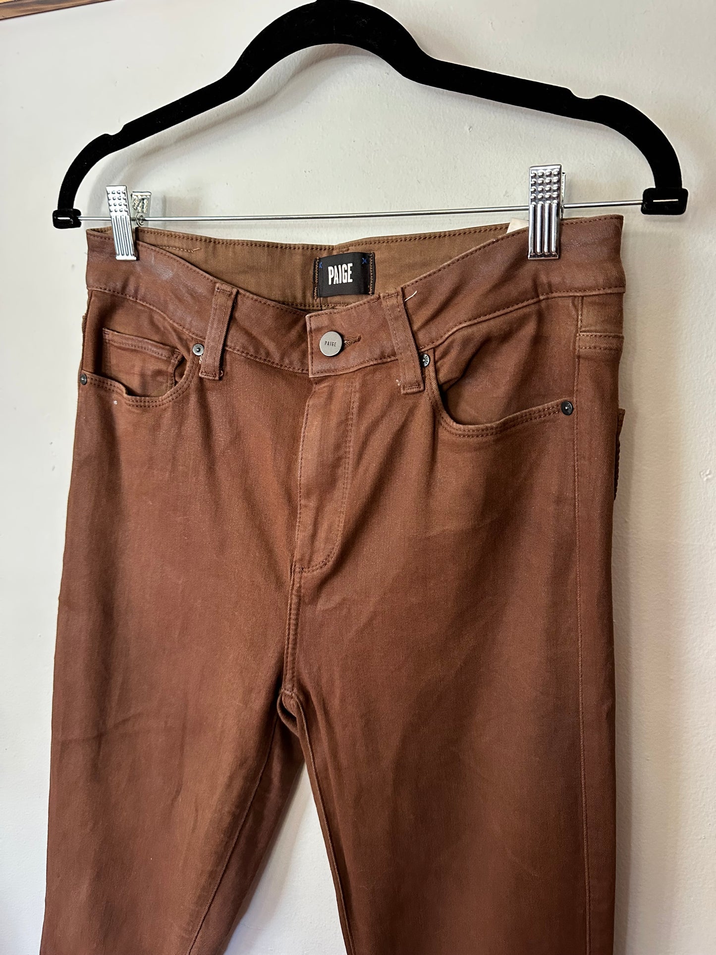 PAIGE | Brown Waxy Pants