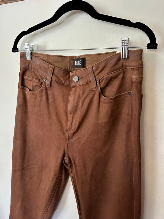 PAIGE | Brown Waxy Pants
