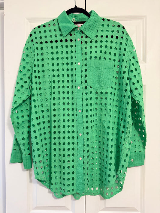 Solid & Striped | Green Button Down, M