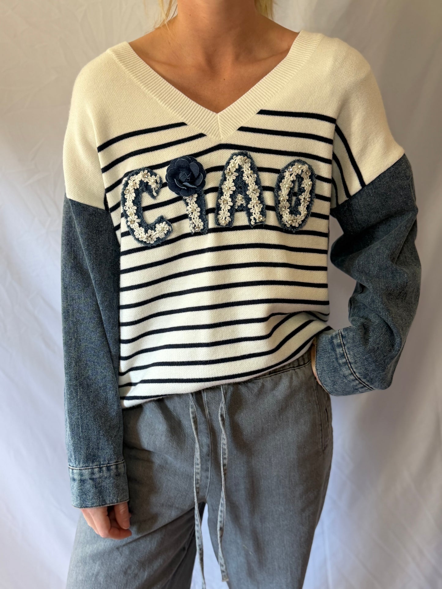 Aix-en-Provence | Ciao Repurposed Denim Sweater