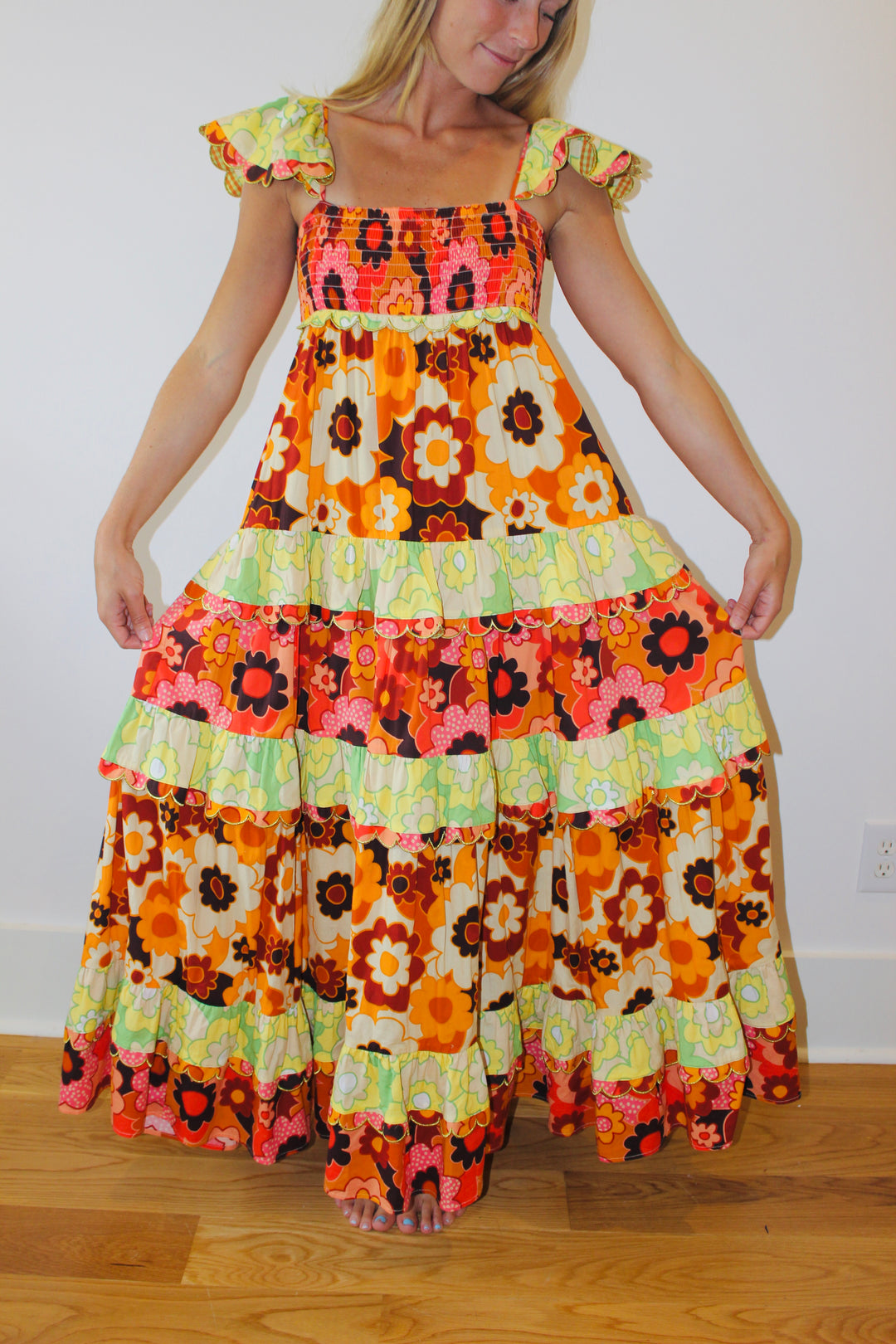 Celia B | Scalloped Sleeveless Maxi Dress, M