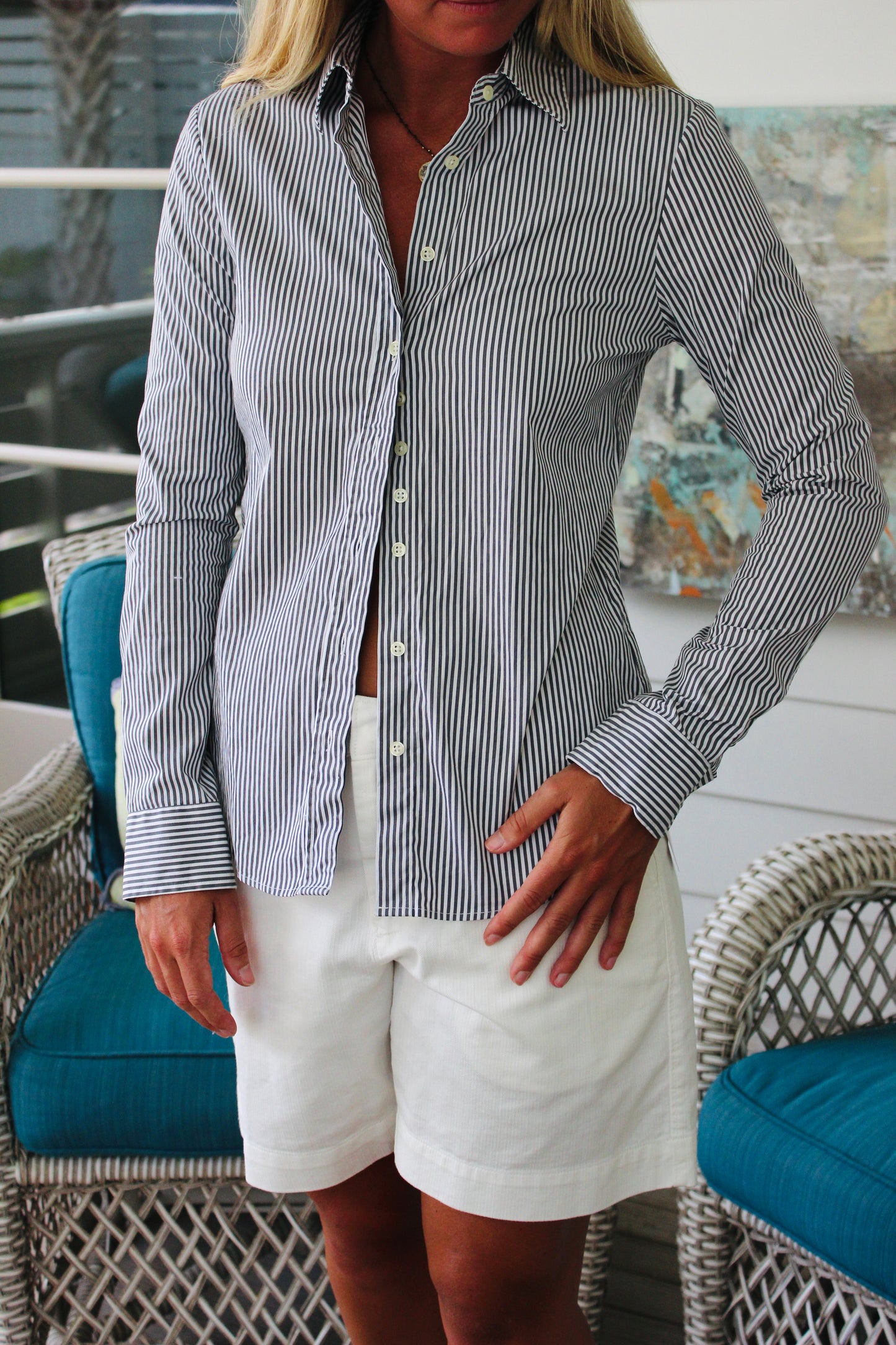 The Shirt by Rochelle Behrens | Striped Button Down, S