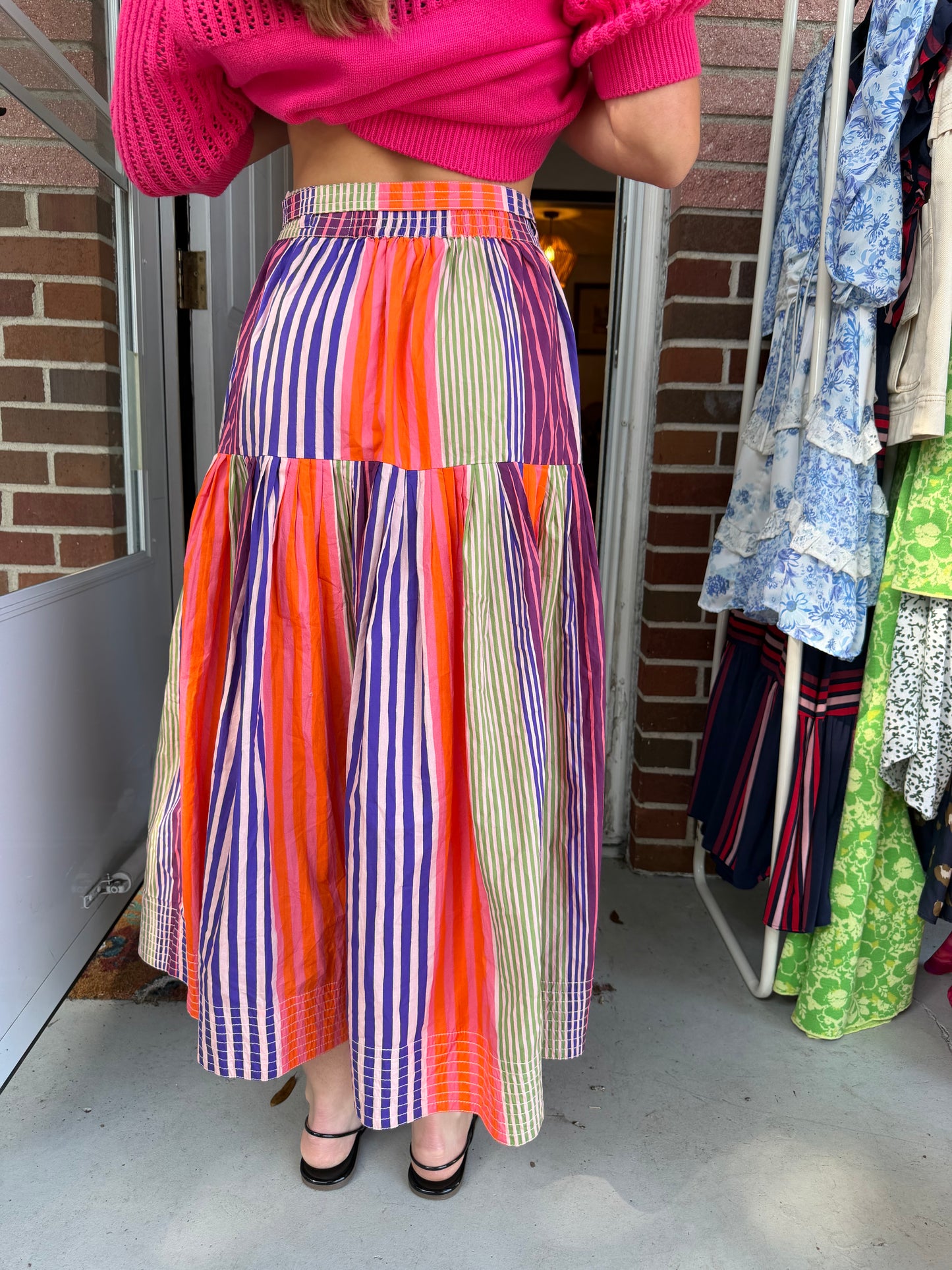 Oliphant | Striped Midi Skirt, XS