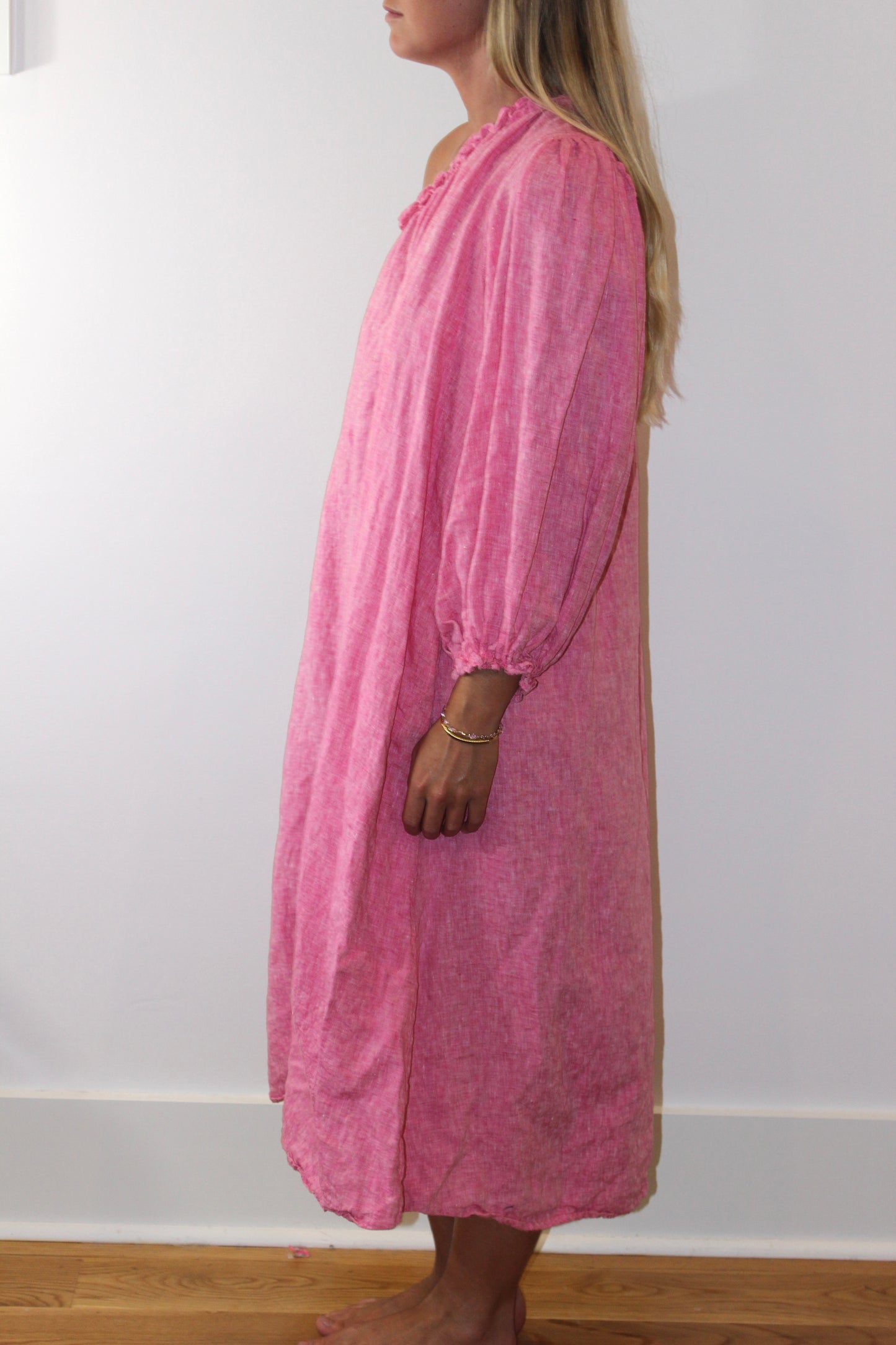 LAKE | One Shoulder Linen Milly Midi Dress, M
