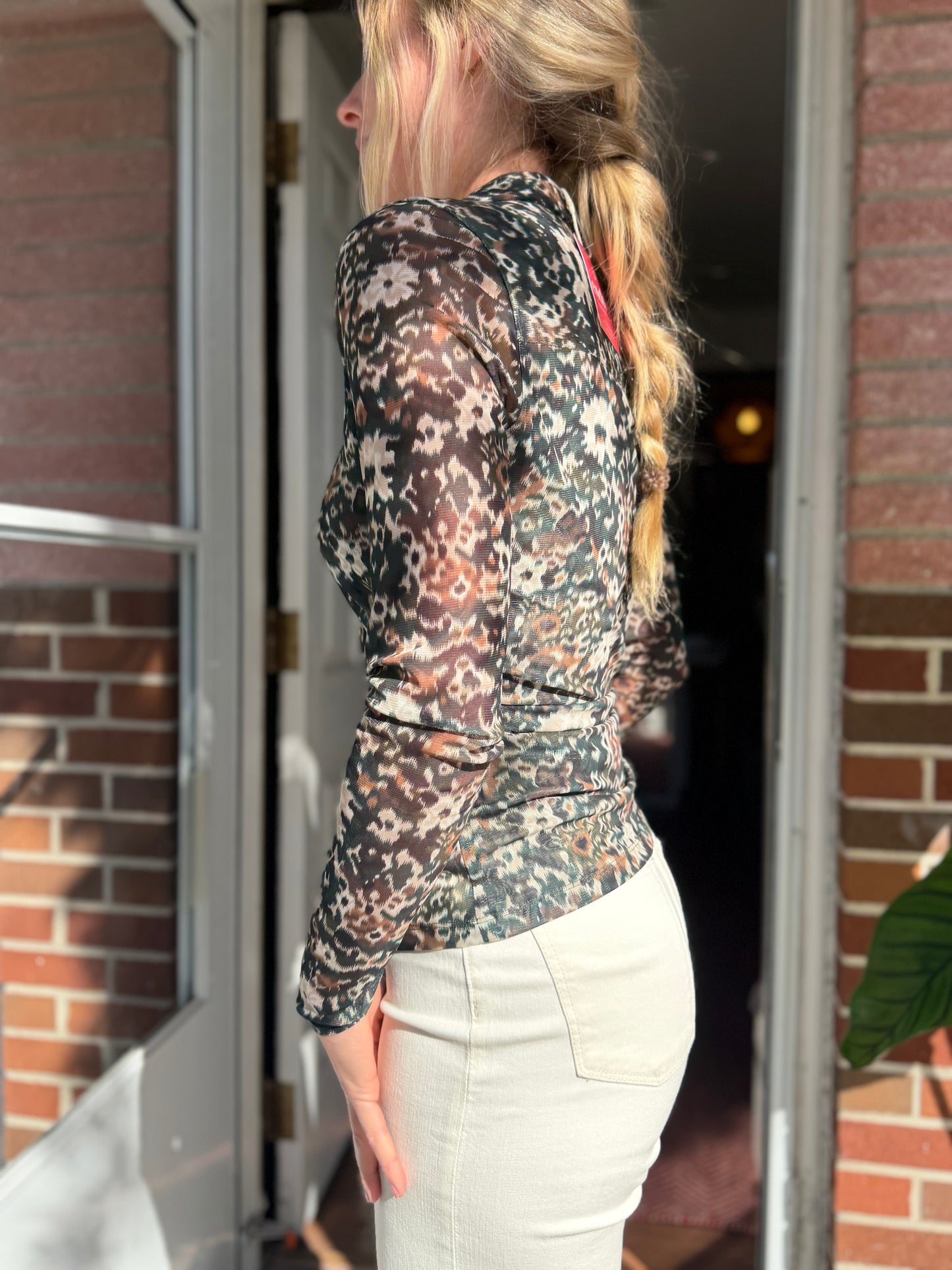 Madewell | Laura Long Sleeve Mesh Polo Top, M