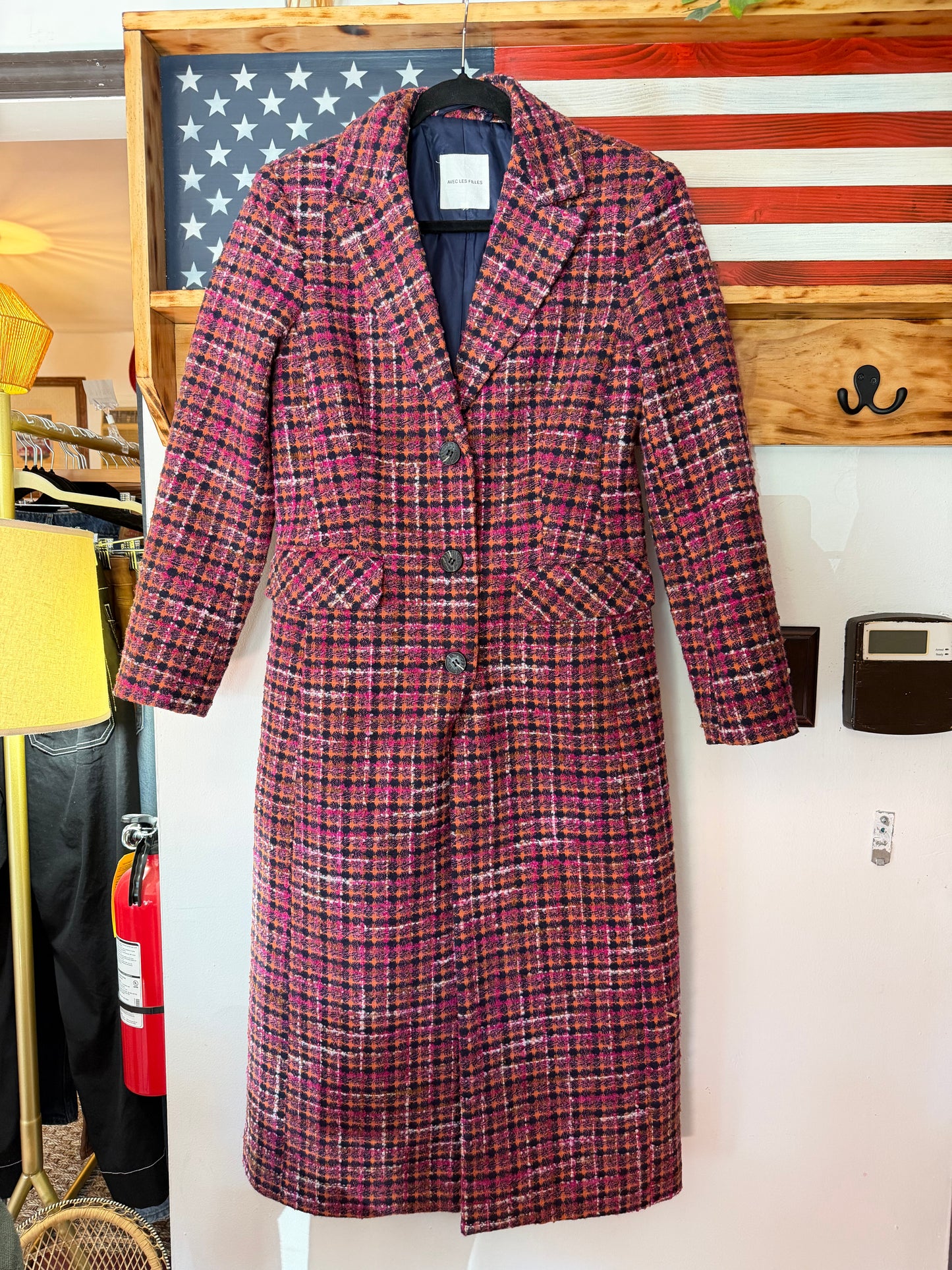 Avec Les Filles | Tweed Maxi Coat Boucle, S/P