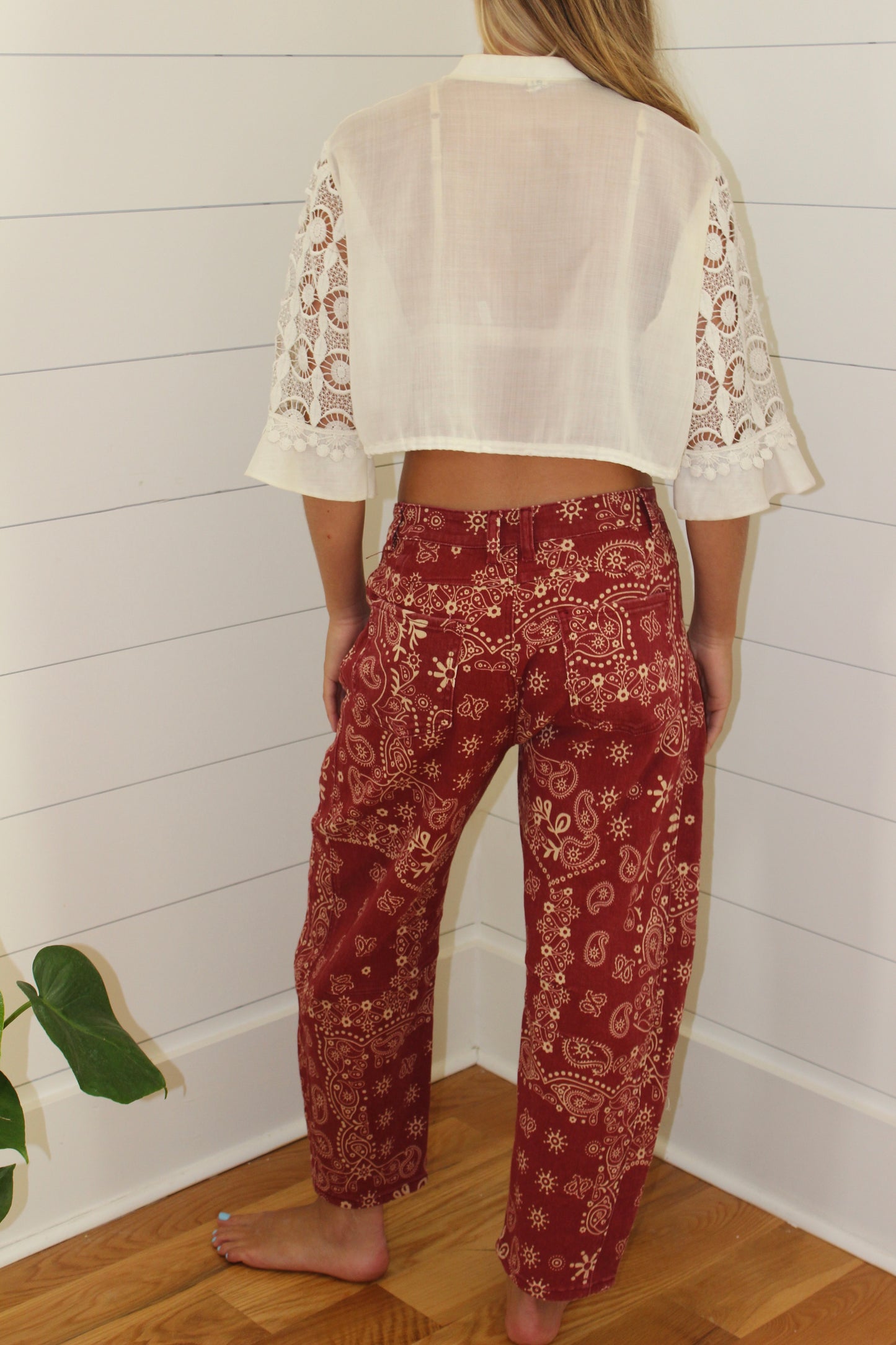 Vintage Mixed Button Lace Top, XS/S
