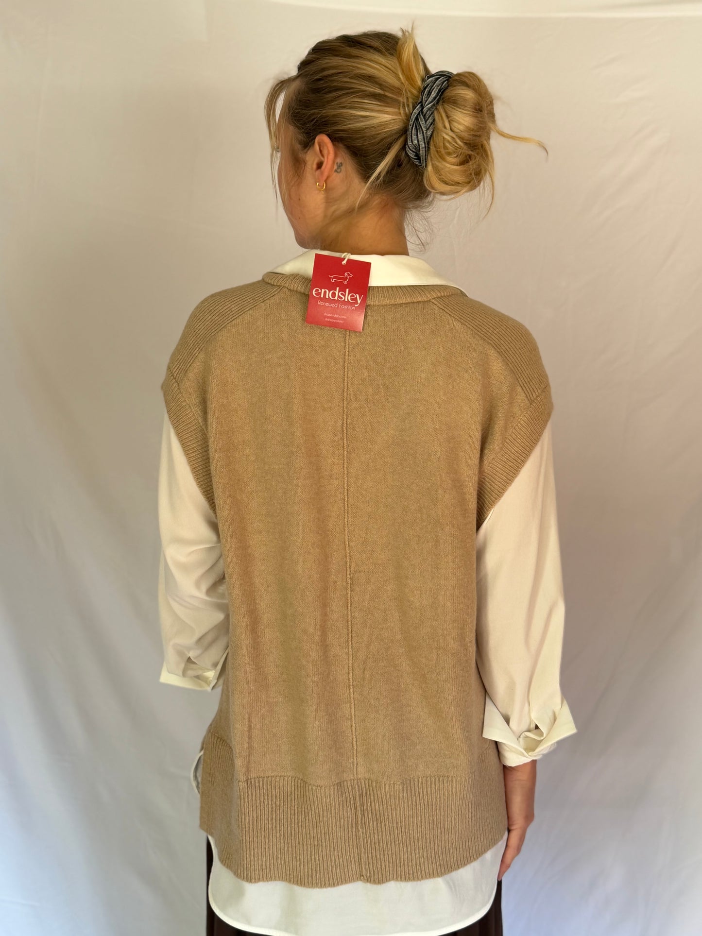 Halogen | Layered Collared Sweater, M