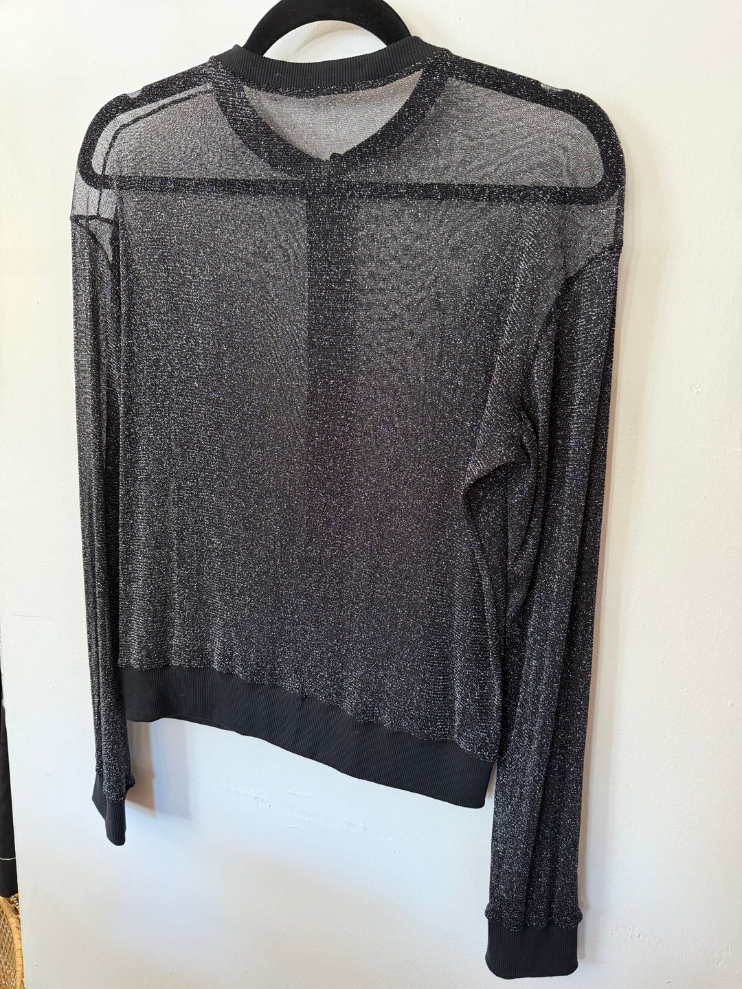 Amplexo | Black Shimmer Sheer Jacket, S/M