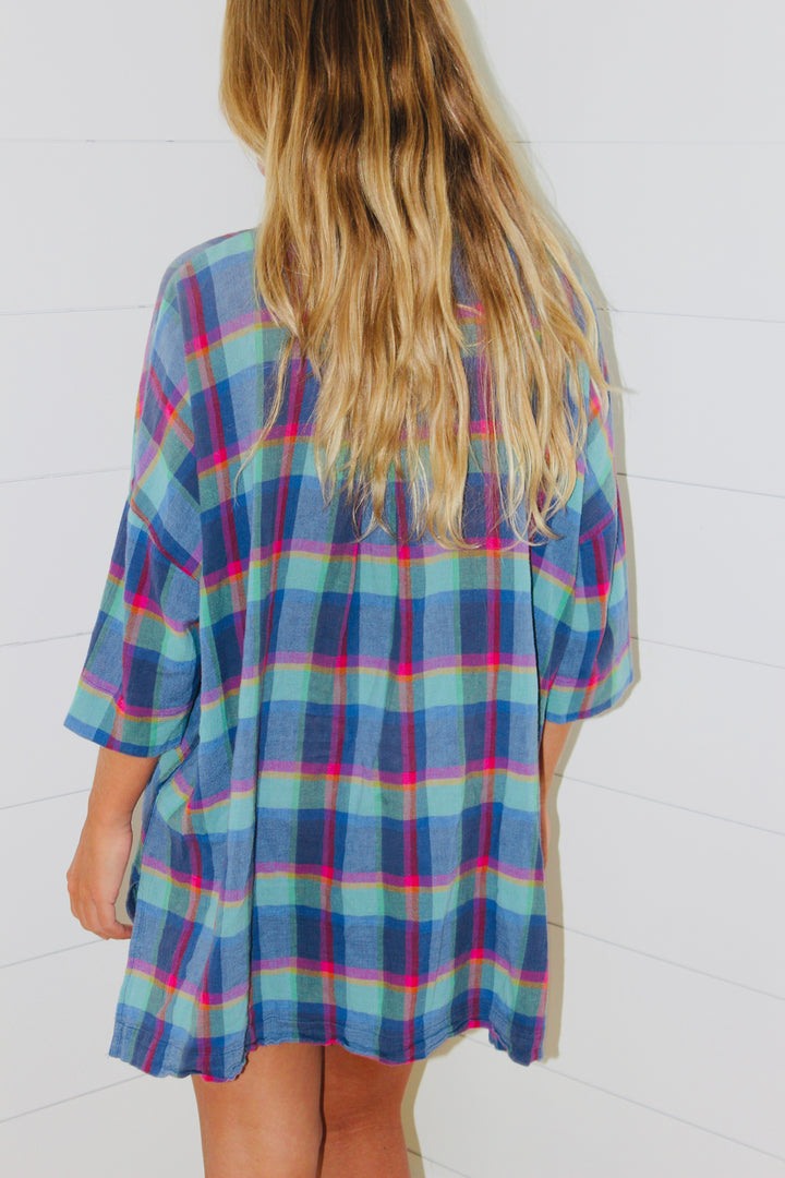 Two Dames | Plaid T-Shirt Dress, L