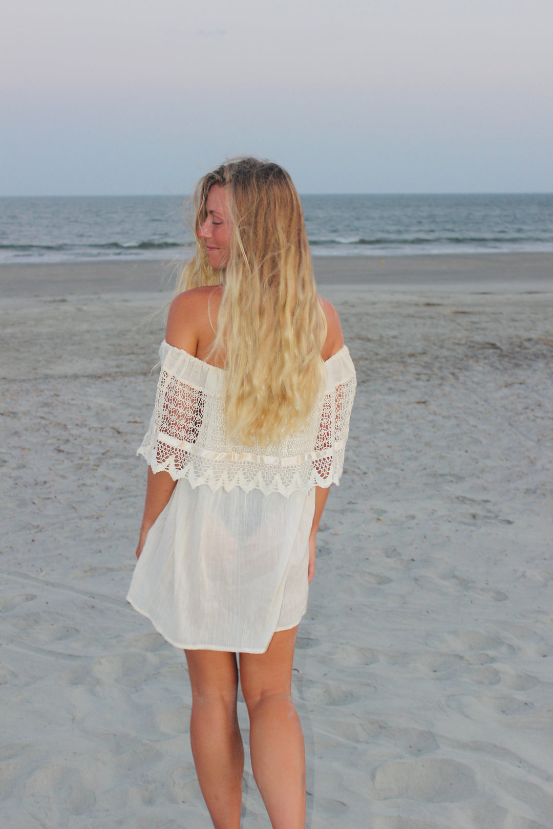 Off The Shoulder Lace Mini Dress, S