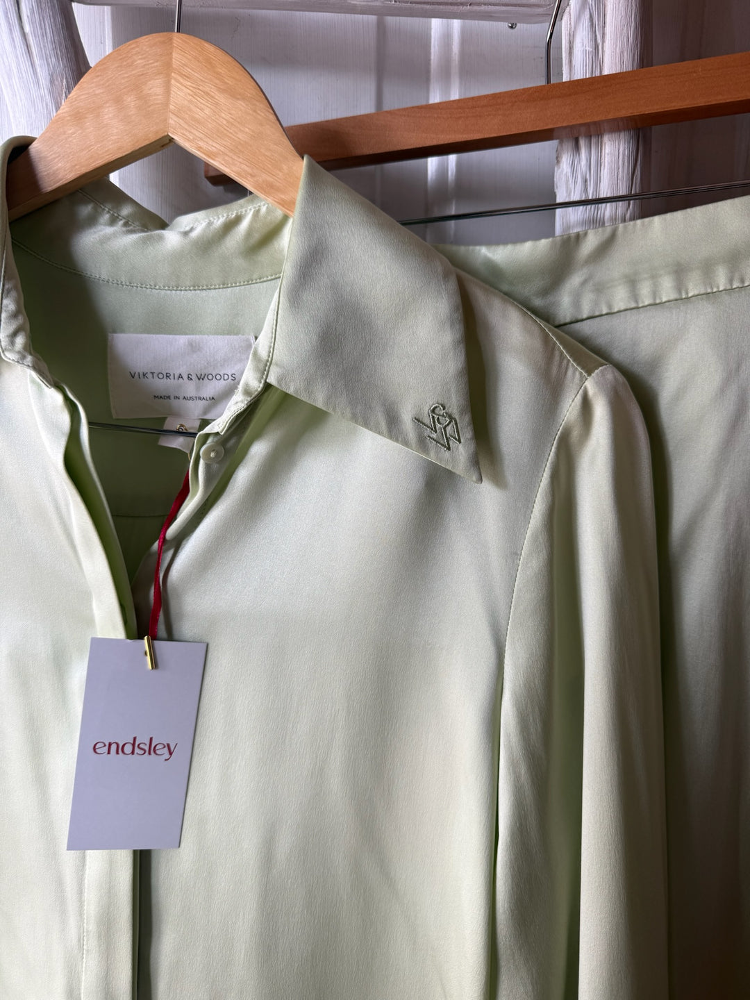Victoria + Woods | 100% Silk Button Down + Pants Set, 0
