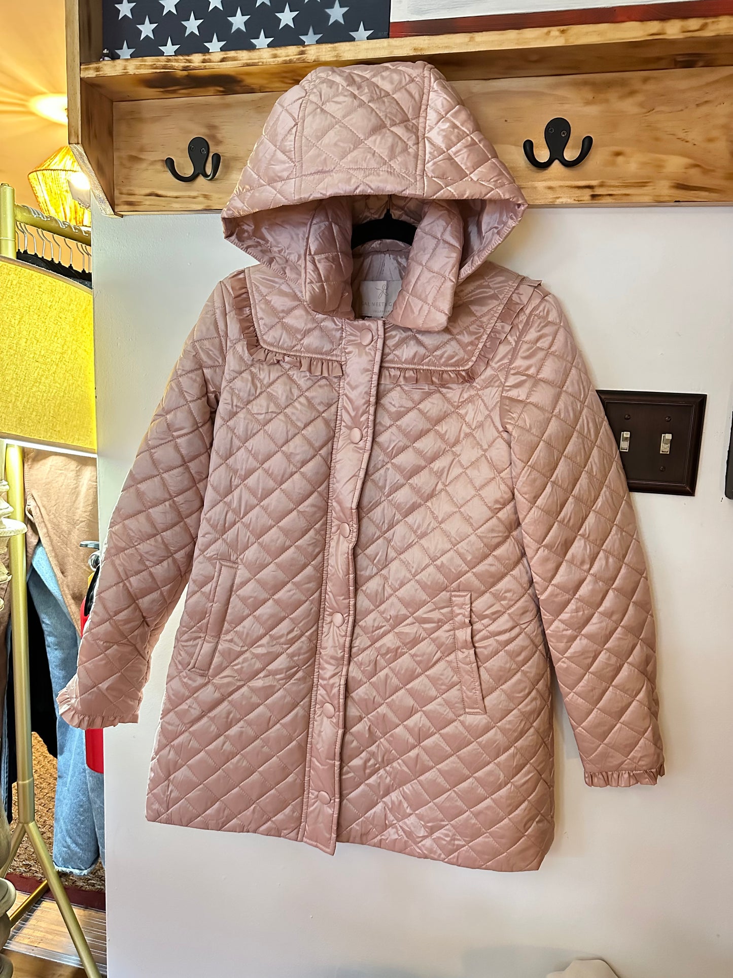 Gal Meets Glam | Pink Quilted Raincoat, XS