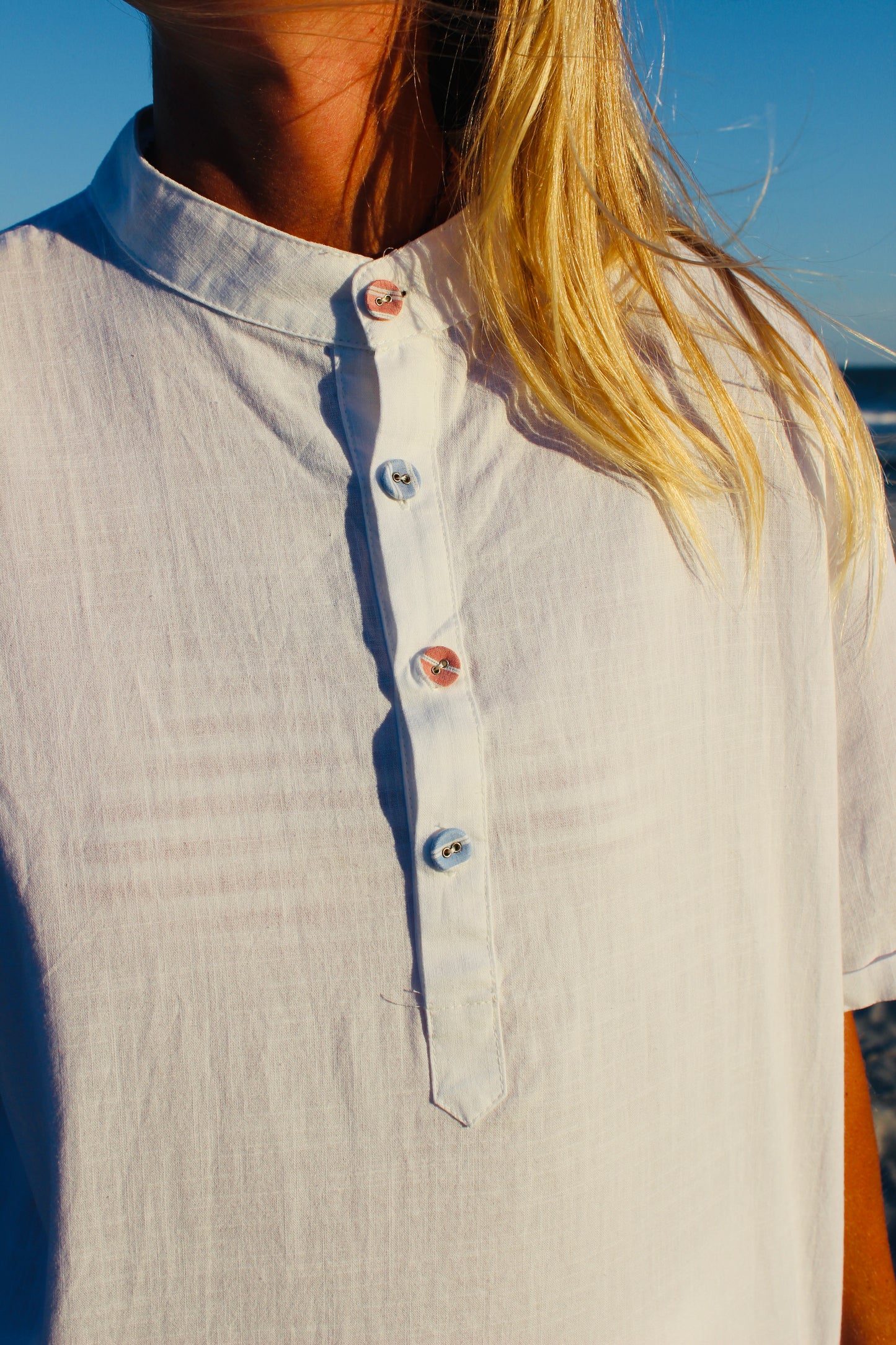 Endsley | Embroidered Trim Linen Top, M/L