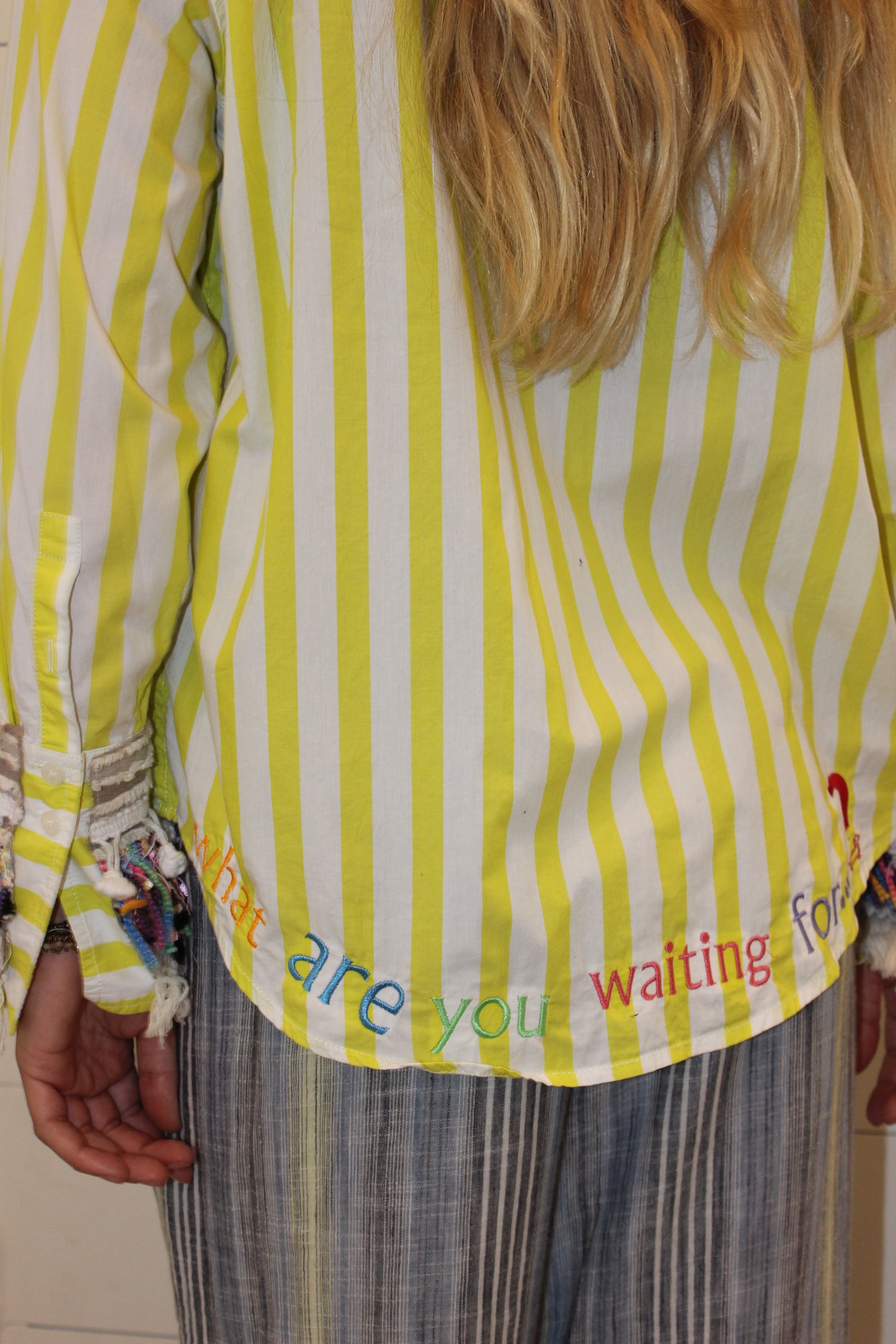 Endsley | What Are You Waiting For? 100% Cotton Button Down Striped Long Sleeve, M