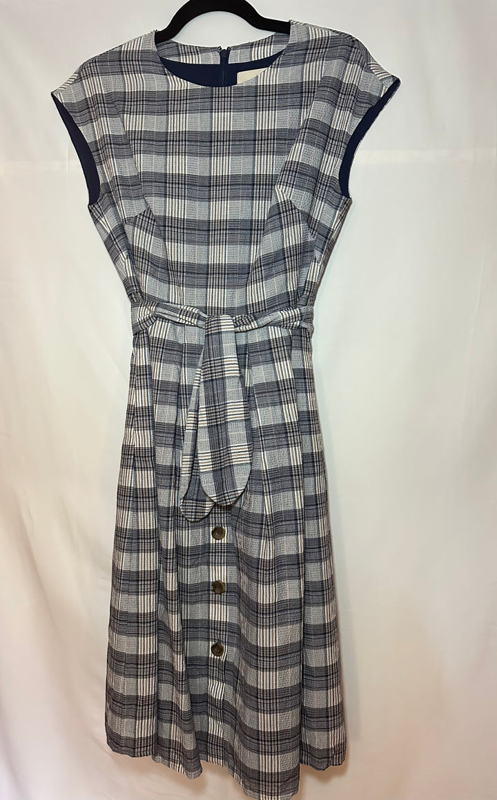 Gal Meets Glam | Navy / Brown Plaid Dress, 2