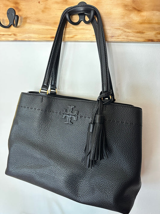 Tory Burch |  Black Leather Medium Tassel Bag