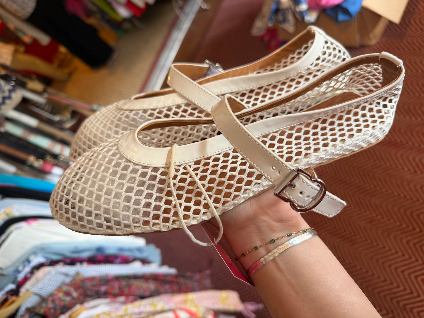 White  Crochet Flats, 9