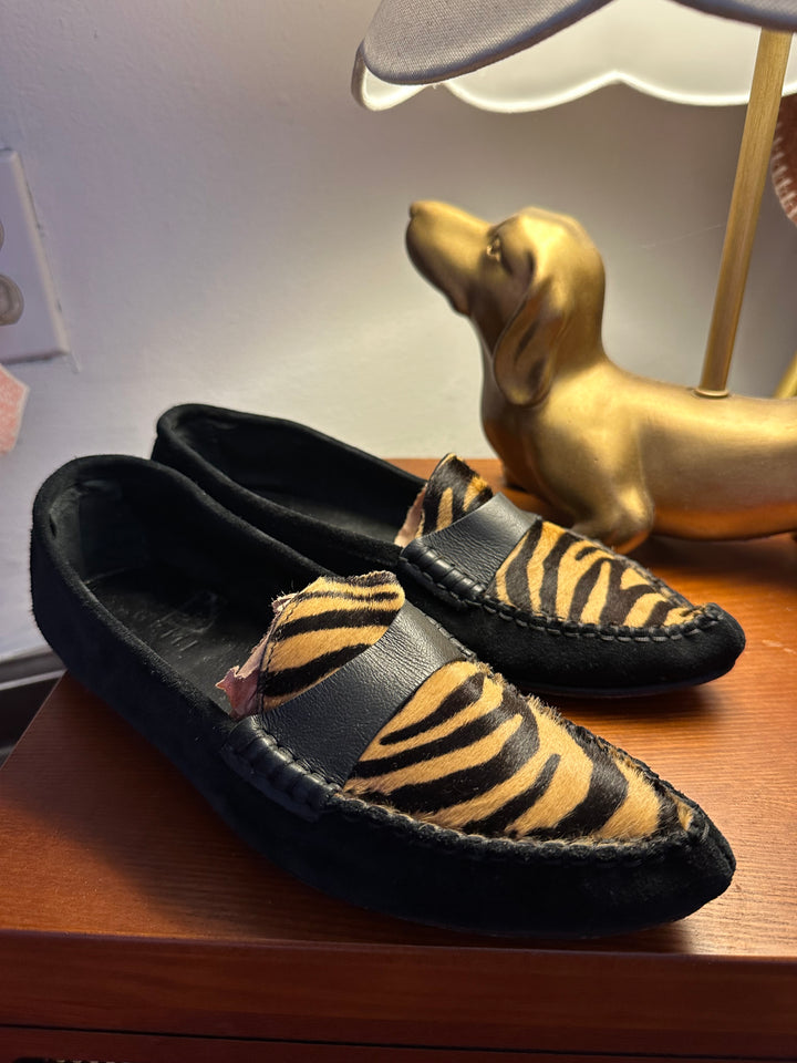 M. Gemi | Tiger Print Pony Hair Flat Loafers, 8.5/9