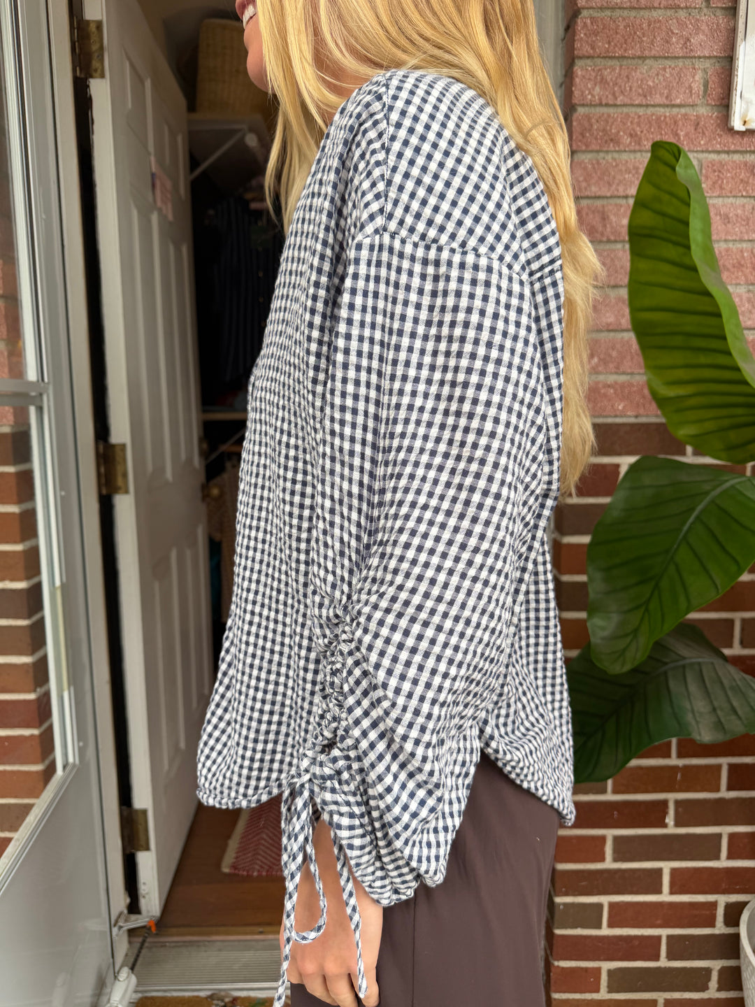 Pilcro | Gingham Long Sleeve Top, M