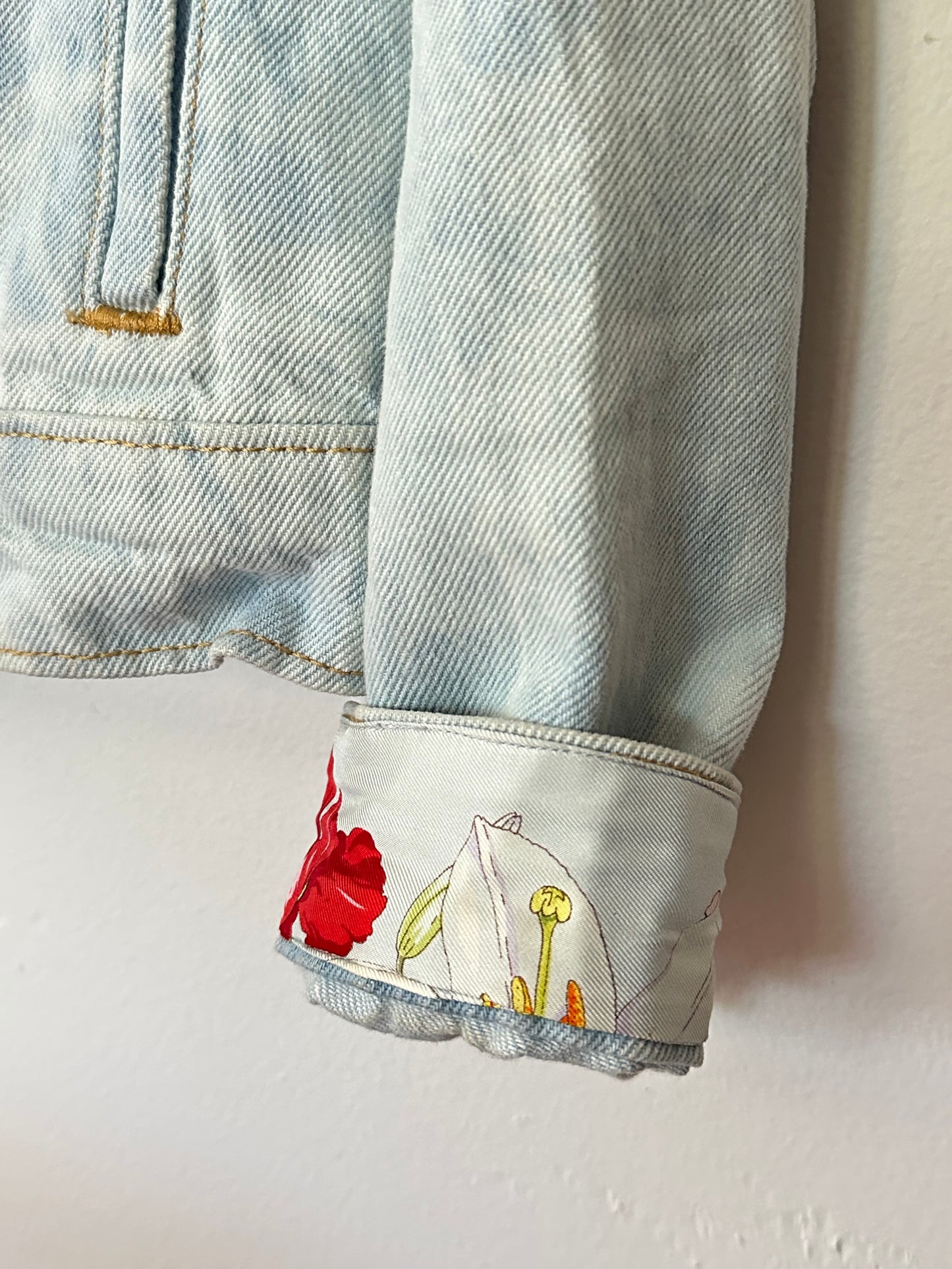 Ohama Couture | 1970's Gucci Floral lSilk Denim Jacket, M