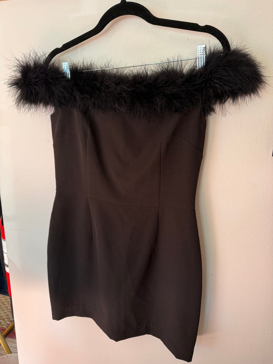 Giani Bini | Off Shoulder Mini Dress Feather Trim, 4