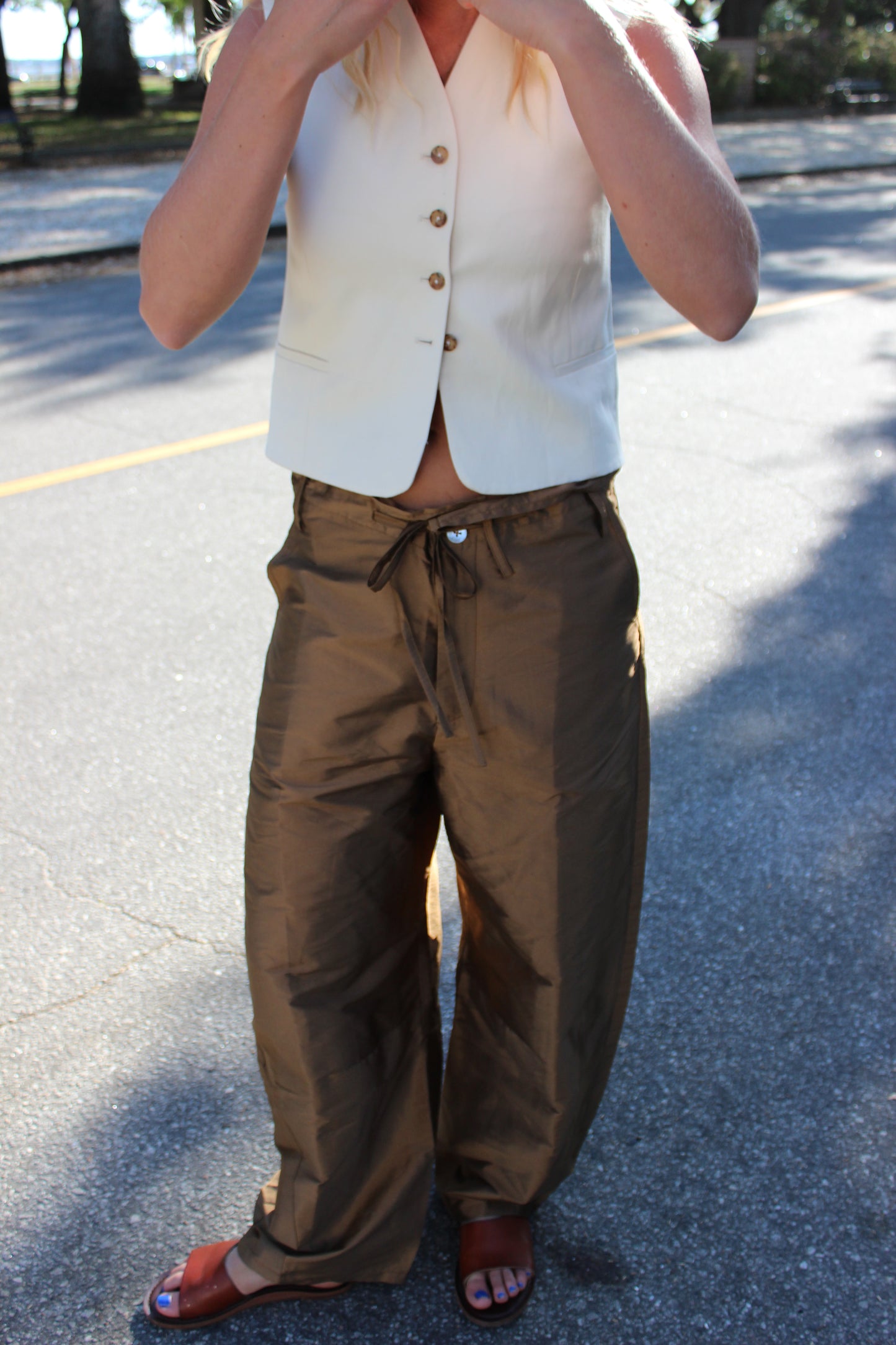 Chan Luu | Techno Taffeta Barrel Pant, 3
