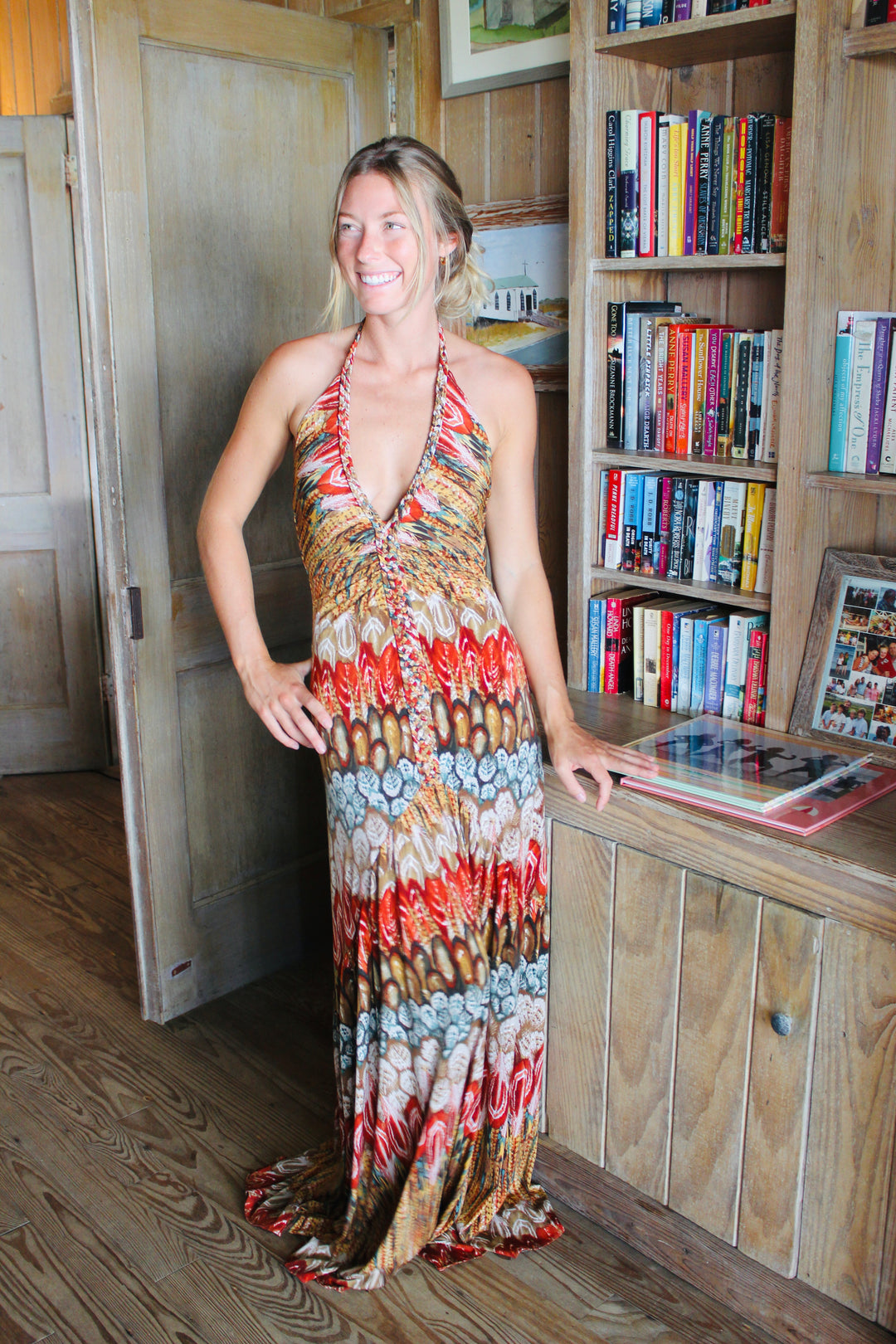 Sky | Braided Printed Maxi Dress, L