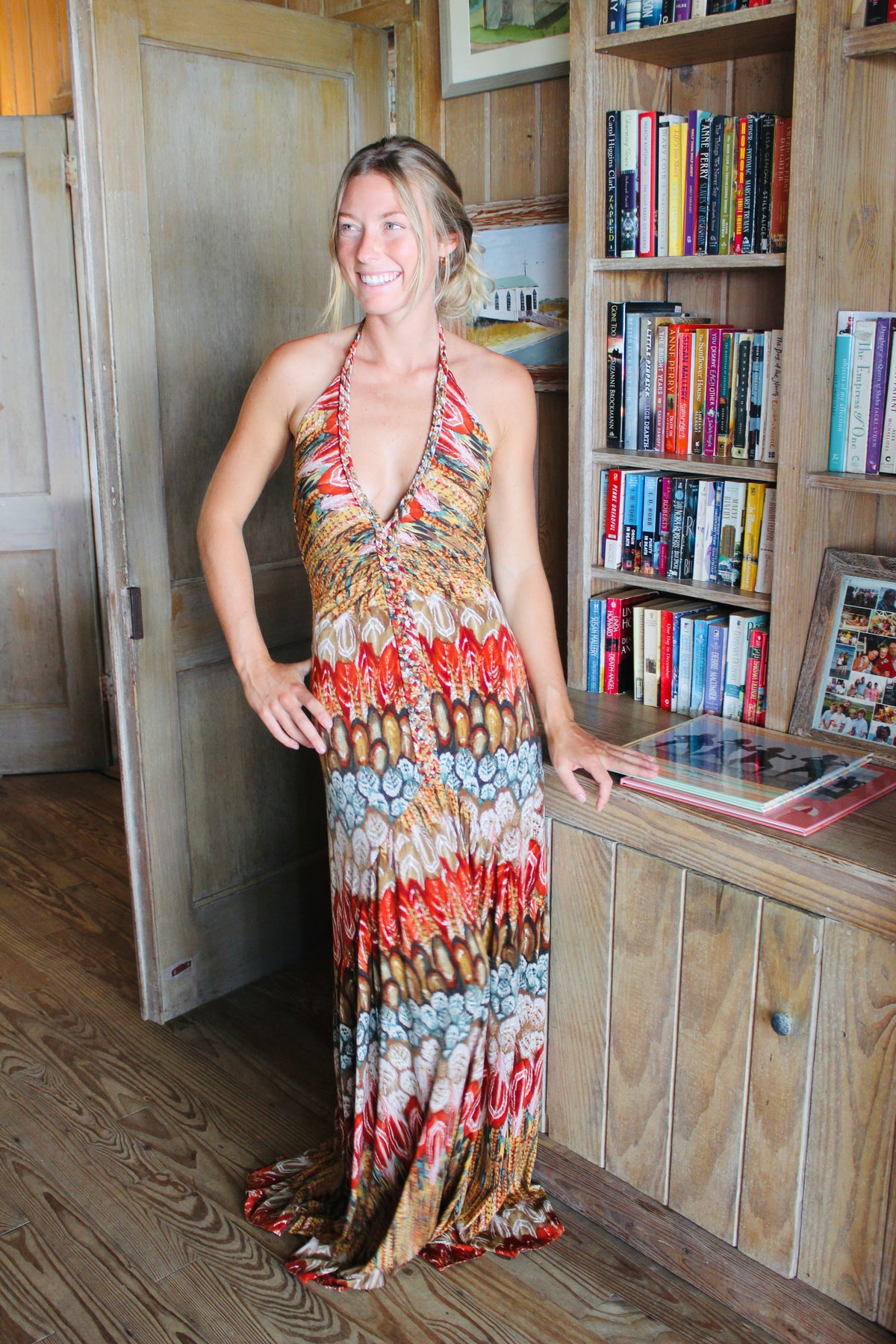 Sky | Braided Printed Maxi Dress, L