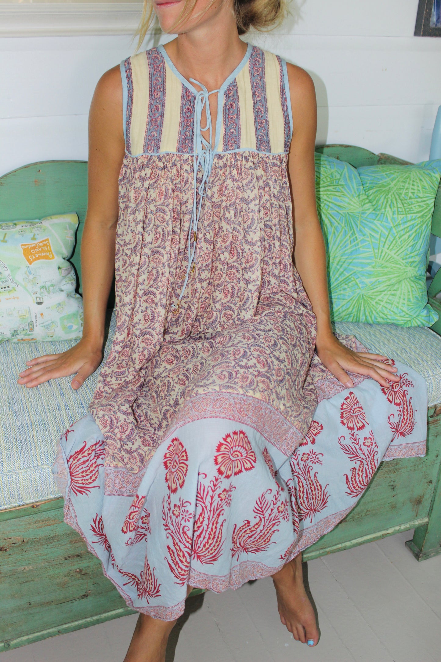 Daughters of India | Lightweight Linen Paisley Dress, S