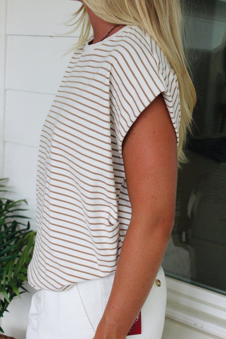Pistola  | Striped Structured Sleeve Top, S