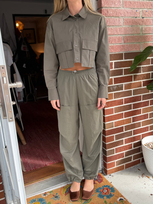 Zara | Army Green Set, M Top / XS Bottom