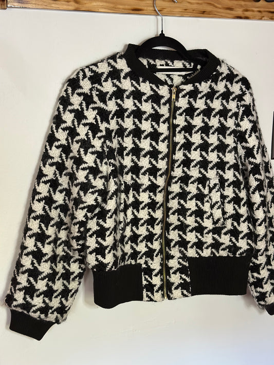 Anthropologie | Bishop + Young Tweed Houndstooth Bomber Jacket