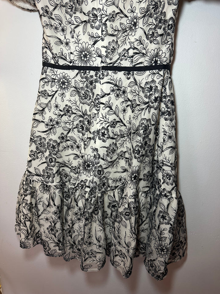 Gal Meets Glam | Black Floral Embroidered Dress, 0