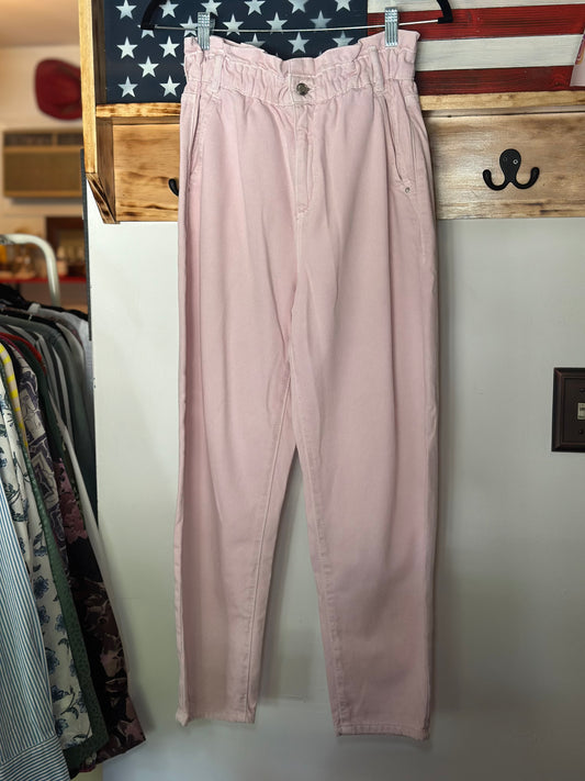 ZARA | Pink Paper Bag Jeans