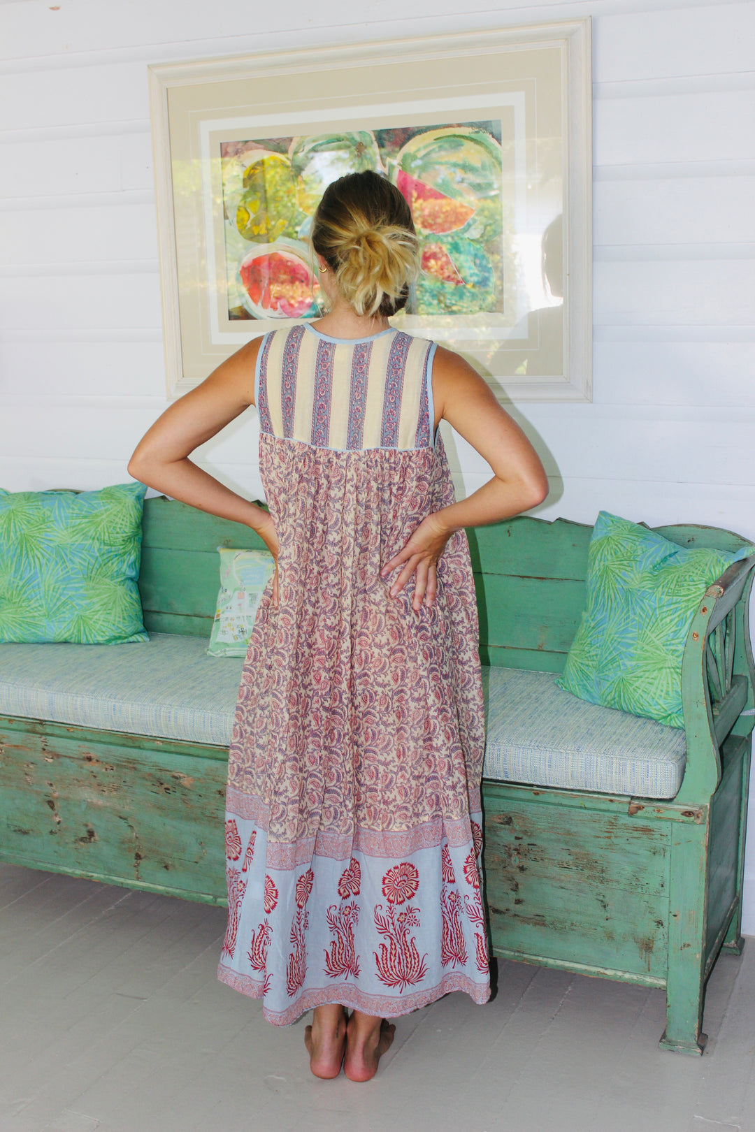 Daughters of India | Lightweight Linen Paisley Dress, S