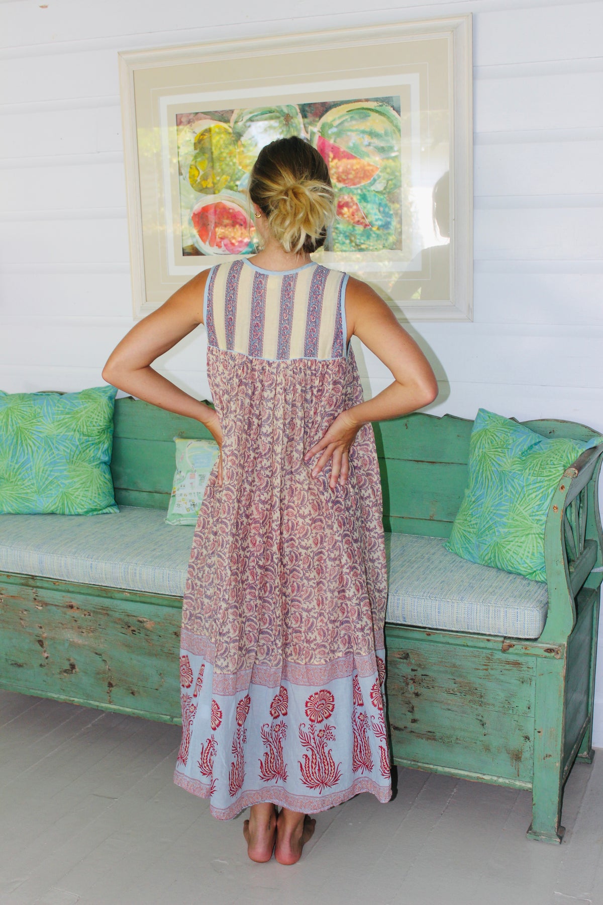 Daughters of India | Lightweight Linen Paisley Dress, S